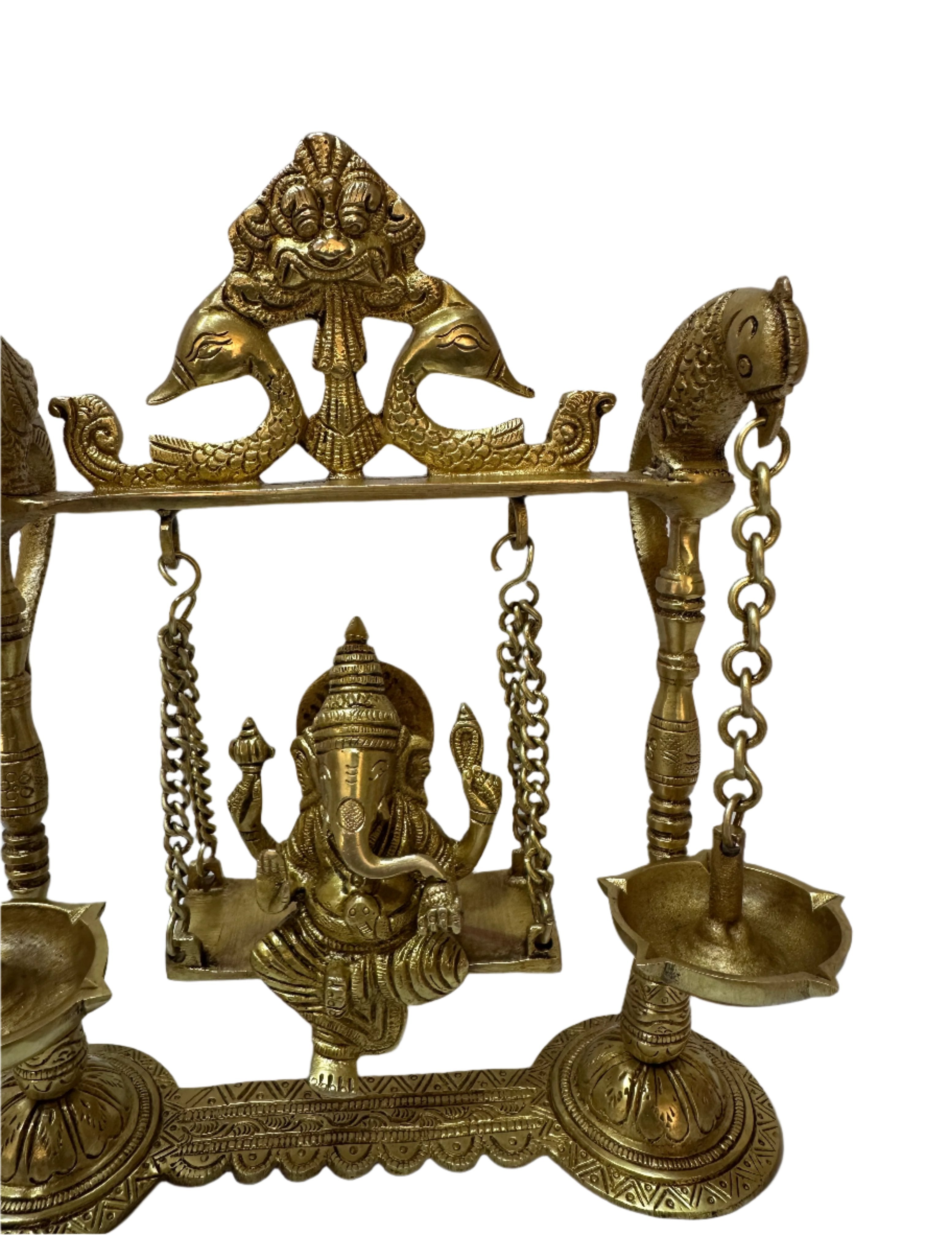 Ganesh On Swing Brass High Quality Fine Carving Limited Stock At Tamrapatra