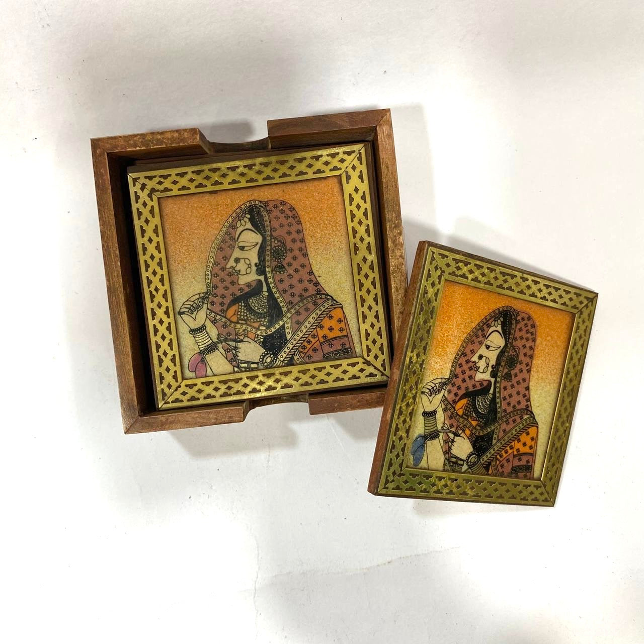 Gemstone Art Creation On Wooden Coasters In Various Designs Tamrapatra - Tamrapatra
