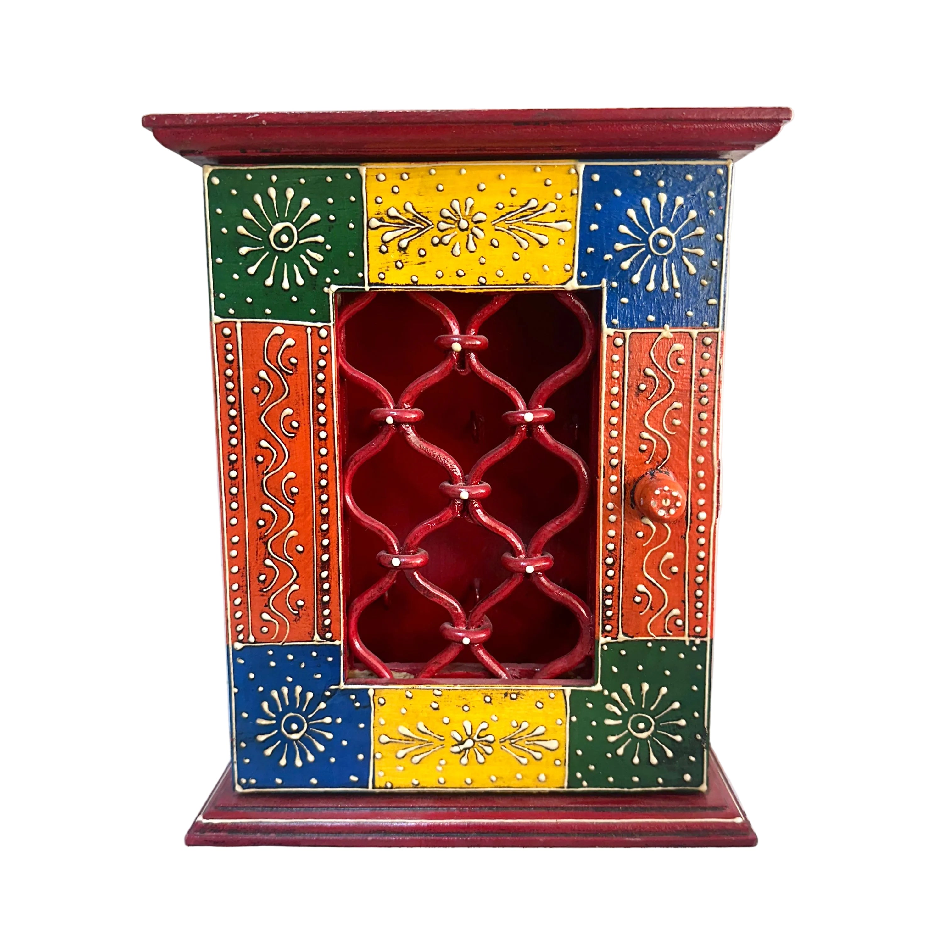 Traditional Grill Iron Wall Decor Utility Wooden Key Holder Handcrafted Tamrapatra - Tamrapatra
