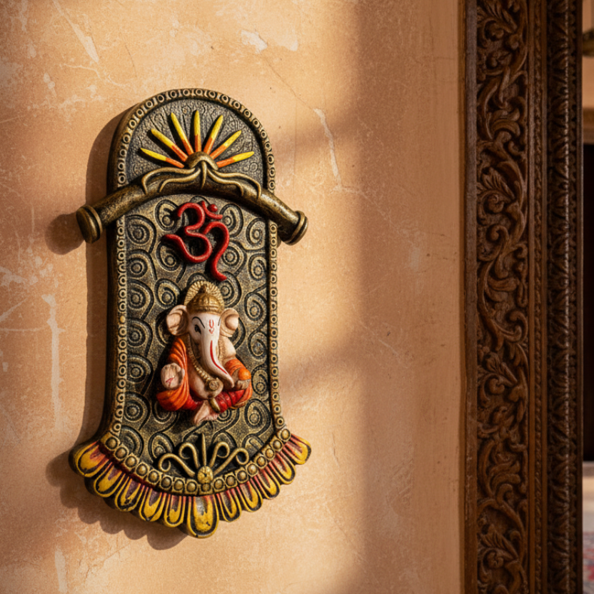 Ganesh Mantra With Yellow Accent Exclusive Frames With Shubh Labh Tamrapatra - Tamrapatra