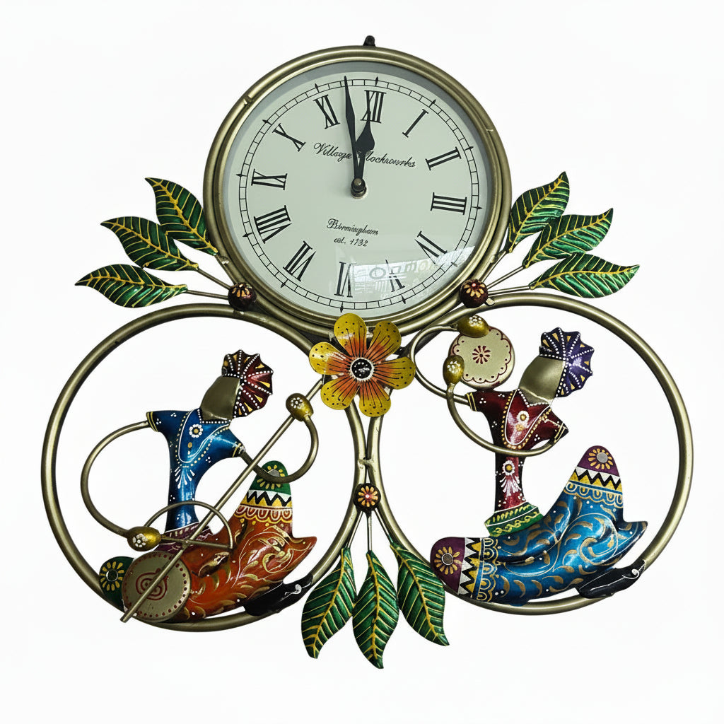 Handcrafted Musicians Wall Clock Metal Art Craftsmanship Décor By Tamrapatra - Tamrapatra
