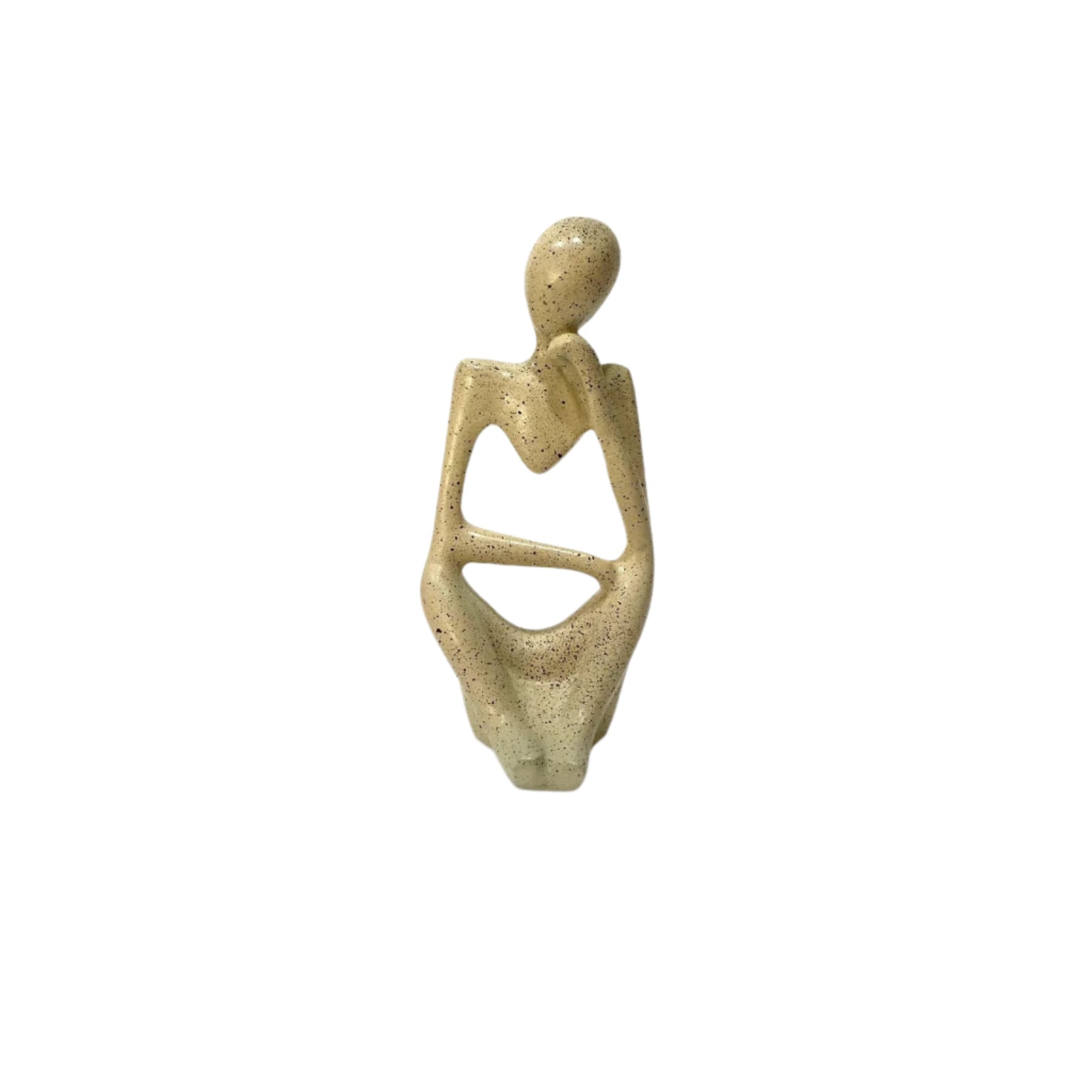 Abstract sculpture of a person on a white surface