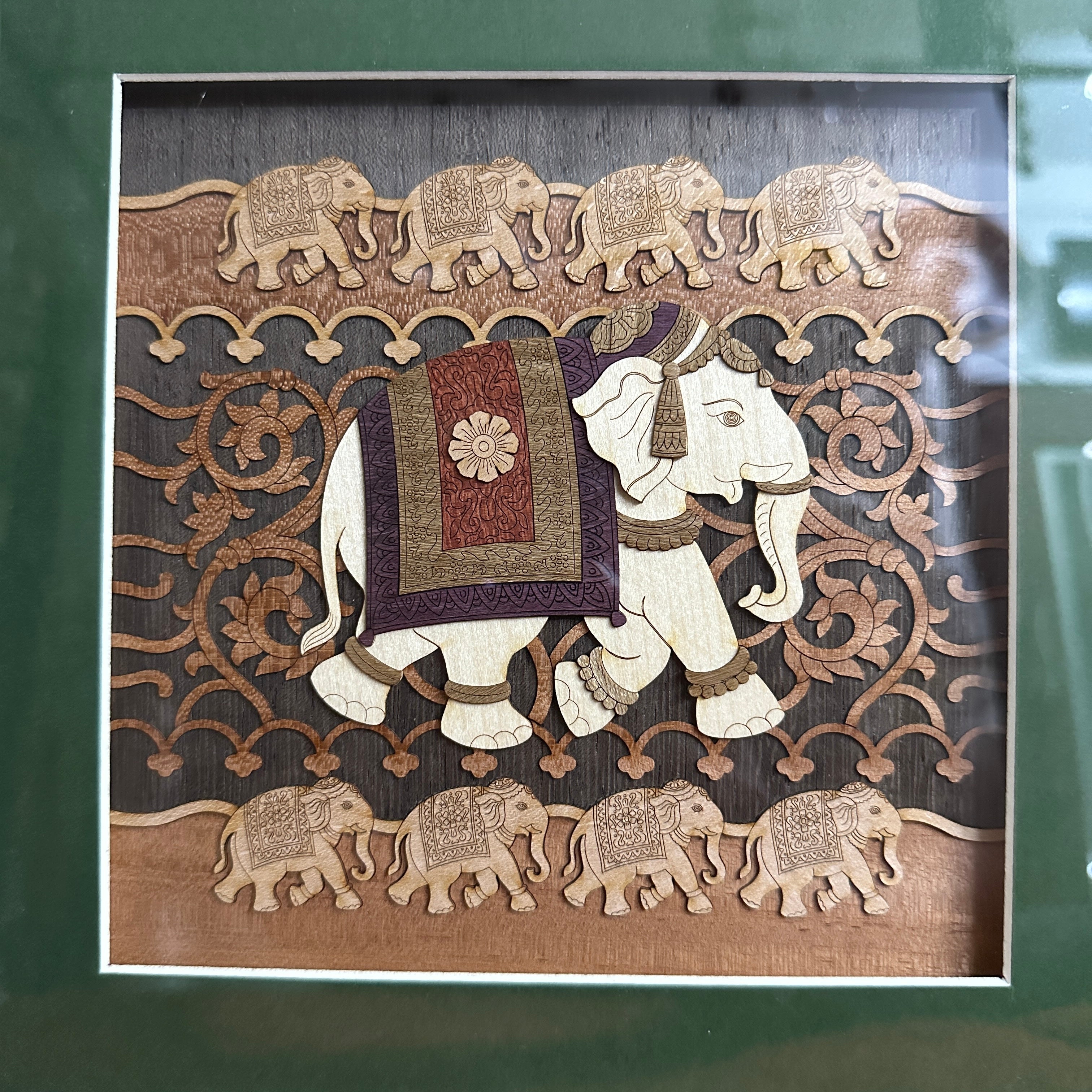 Ashtadiggajas "Group Of 8 Legendary Elephants" Wooden Décor By Tamrapatra