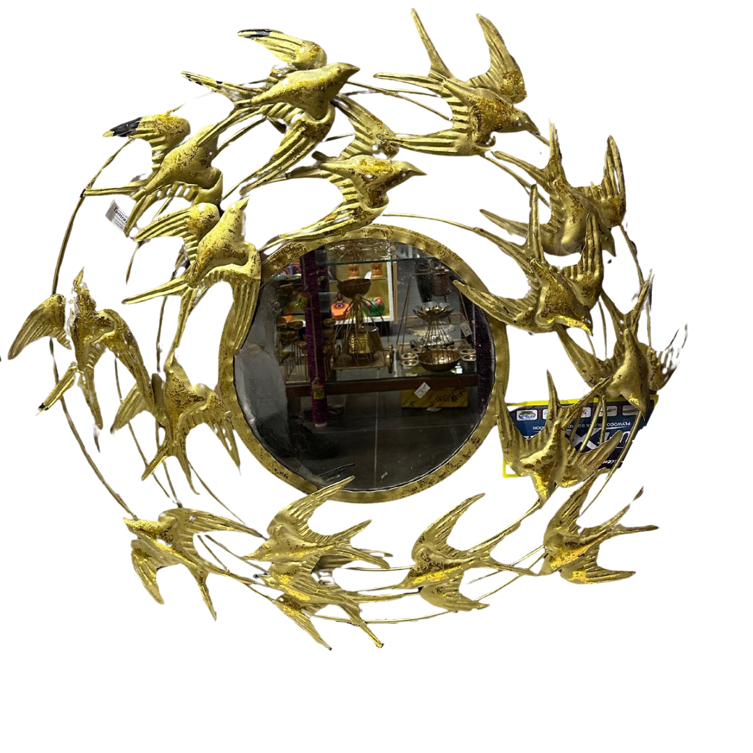 Designer Birds Mirror Extraordinary Handcrafted Creation Metal Art From Tamrapatra