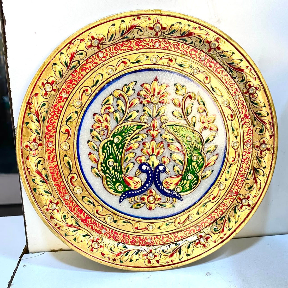 Creative Marble Plate Stand Painted Royal Figures Souvenir Tamrapatra - Tamrapatra