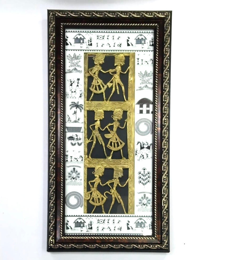 Long Frame In Dhokra Warli Art Wall Hanging Handicrafts Tamrapatra