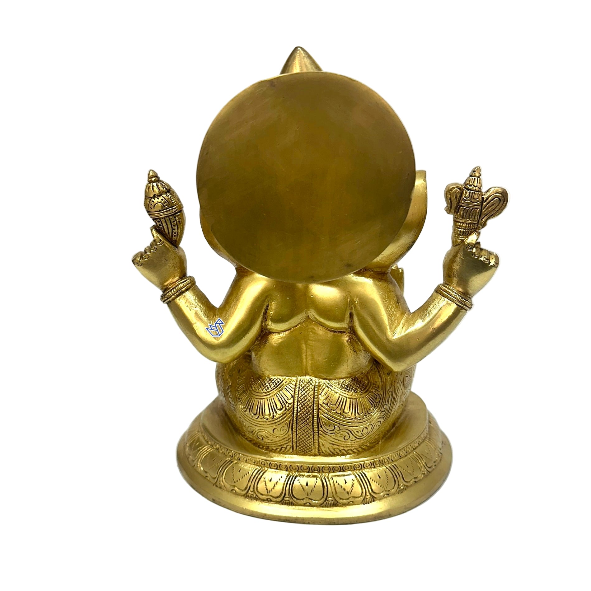 Gold-colored statue with multiple arms on a white background