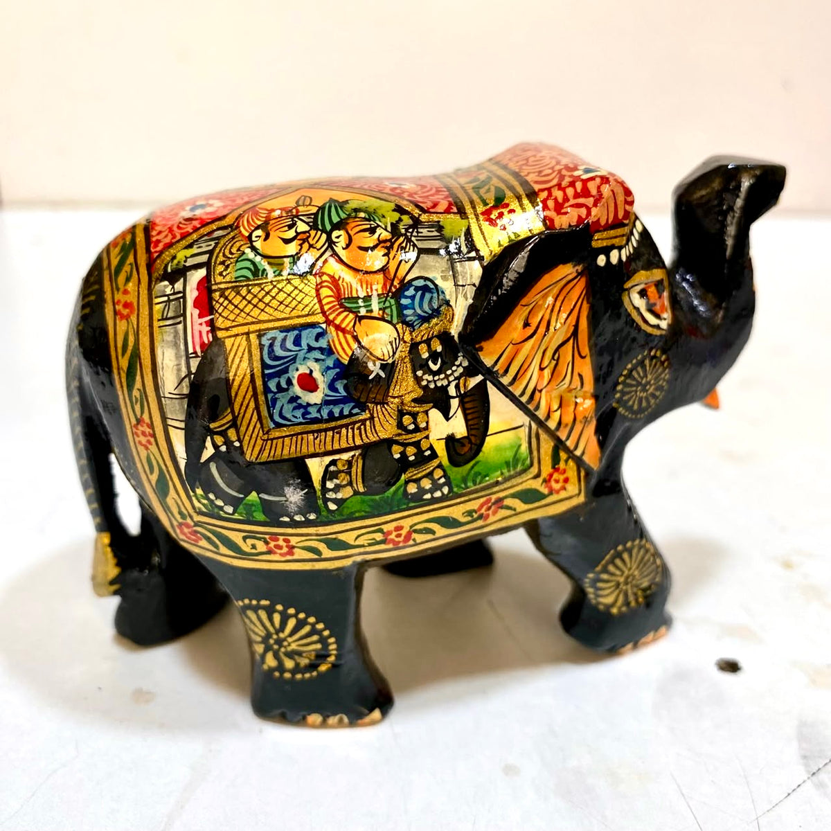 Mughal Miniature Hand Painted Elephant Royal King Depiction From Tamrapatra - Tamrapatra