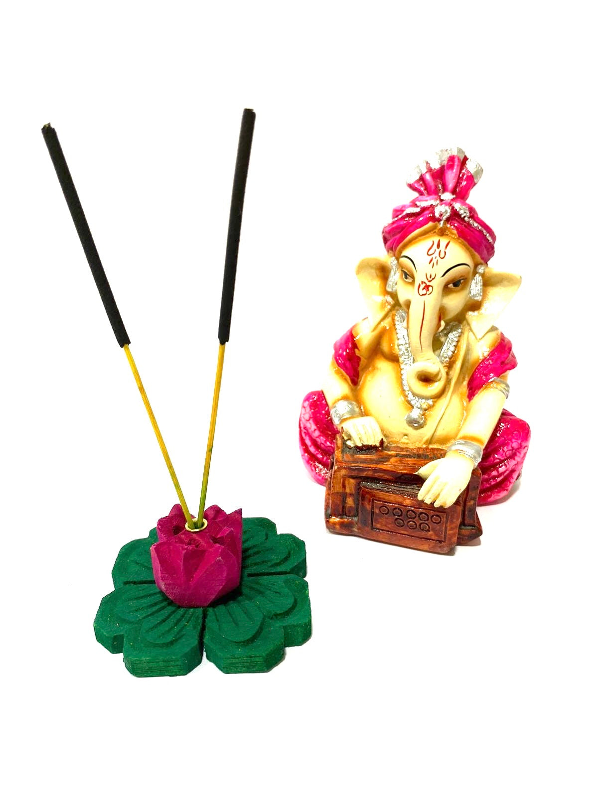 Incense Stick Holder In Designer Flower Style Wooden Handcrafted From Tamrapatra