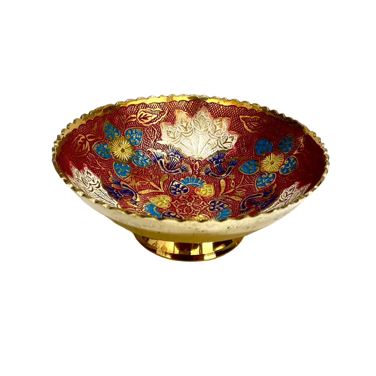 Shades Of Red Brass Serving Bowls Inlay Work In Various Sizes By Tamrapatra - Tamrapatra