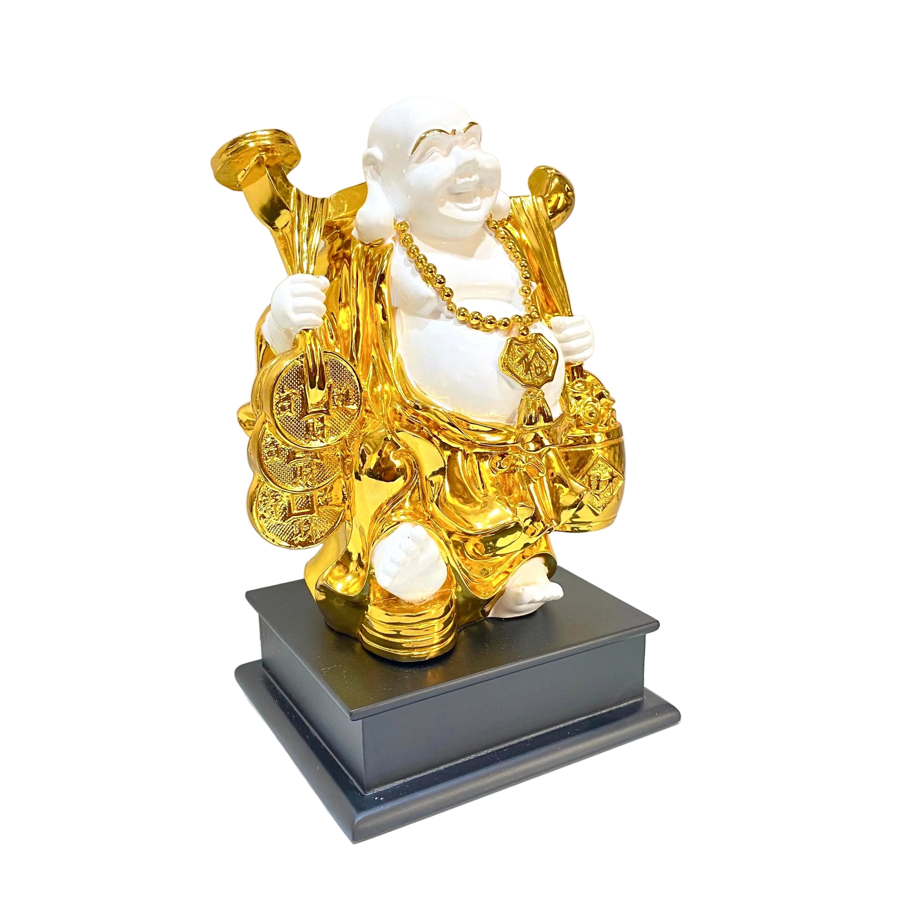 Laughing Buddha Golden Sculpture Exclusive Showpiece Auspicious Tamrapatra - Tamrapatra