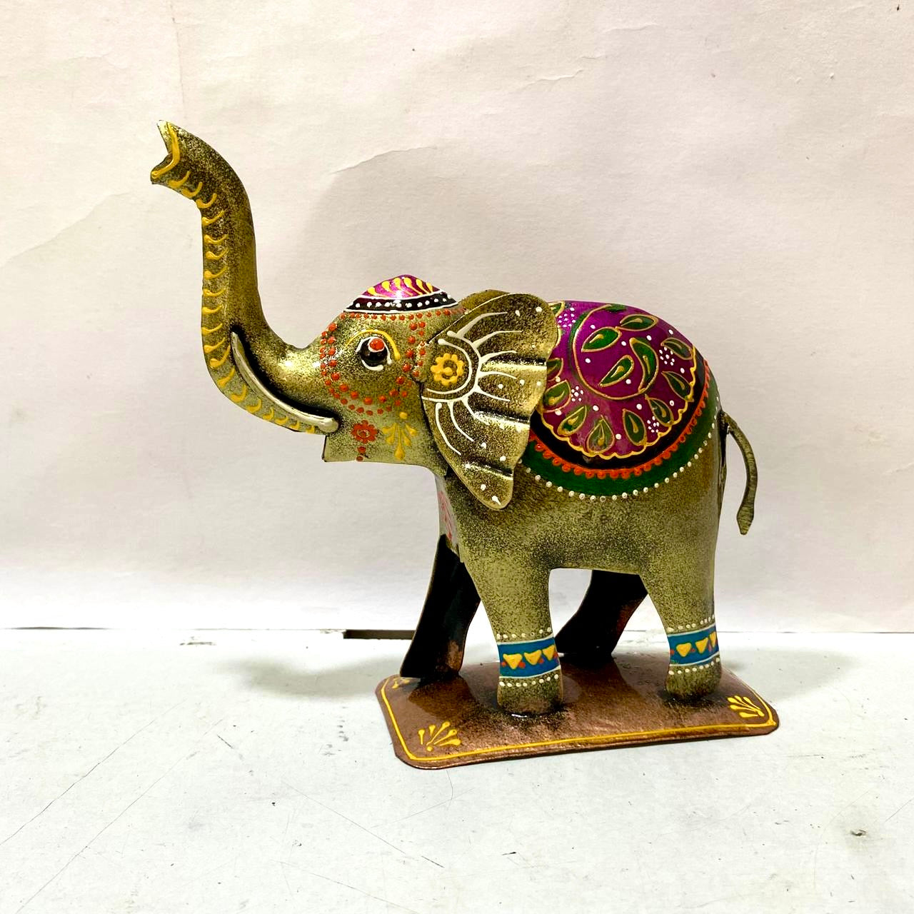 Set Of 2 Elephant Showpiece With Traditional Artwork Metal Animals By Tamrapatra - Tamrapatra