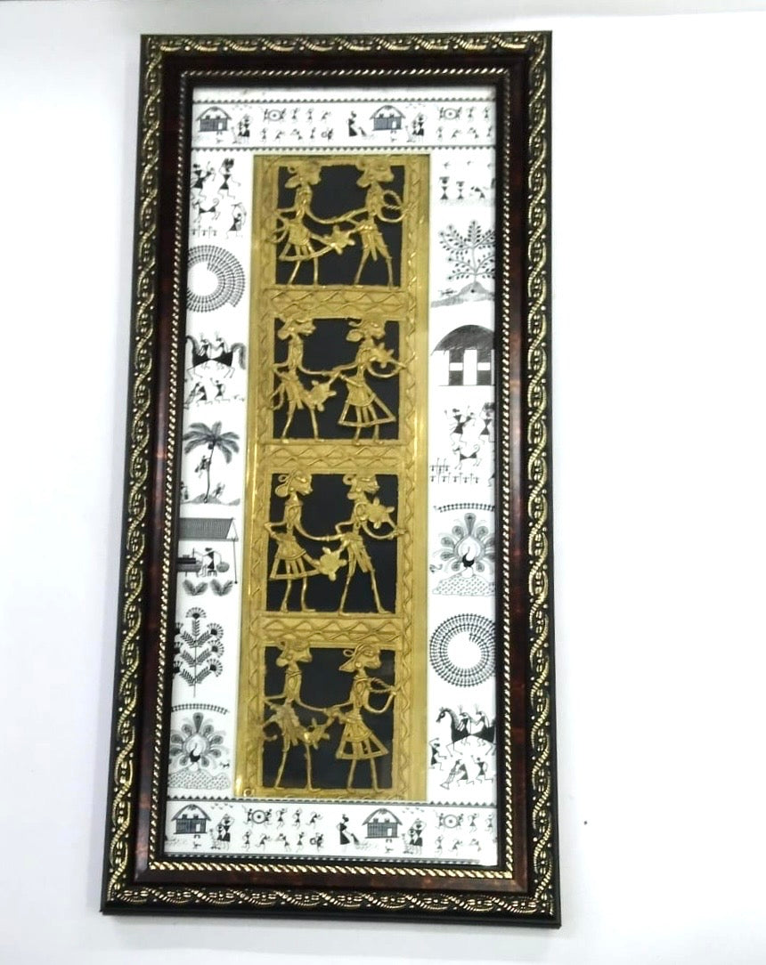 Long Frame In Dhokra Warli Art Wall Hanging Handicrafts Tamrapatra