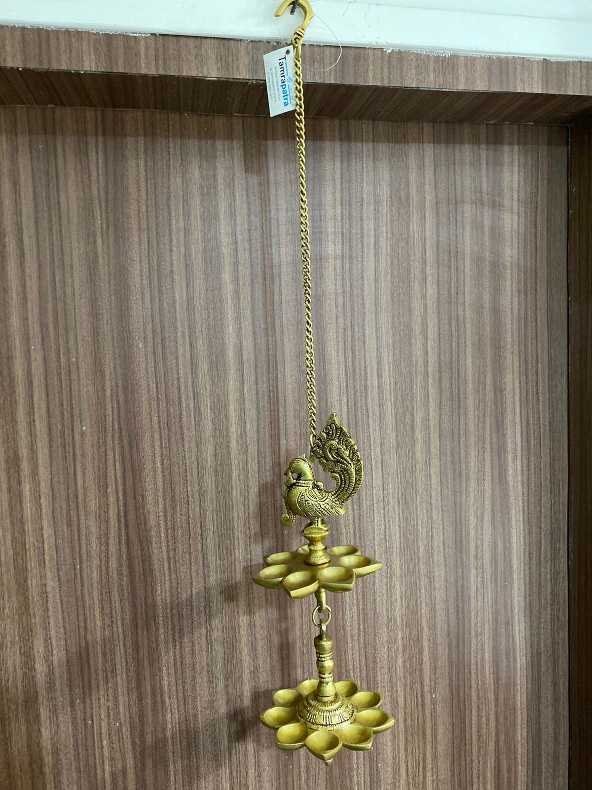 9/16 Deepak Lamp Brass Hanging Diya For Temple Pooja Room Décor By Tamrapatra