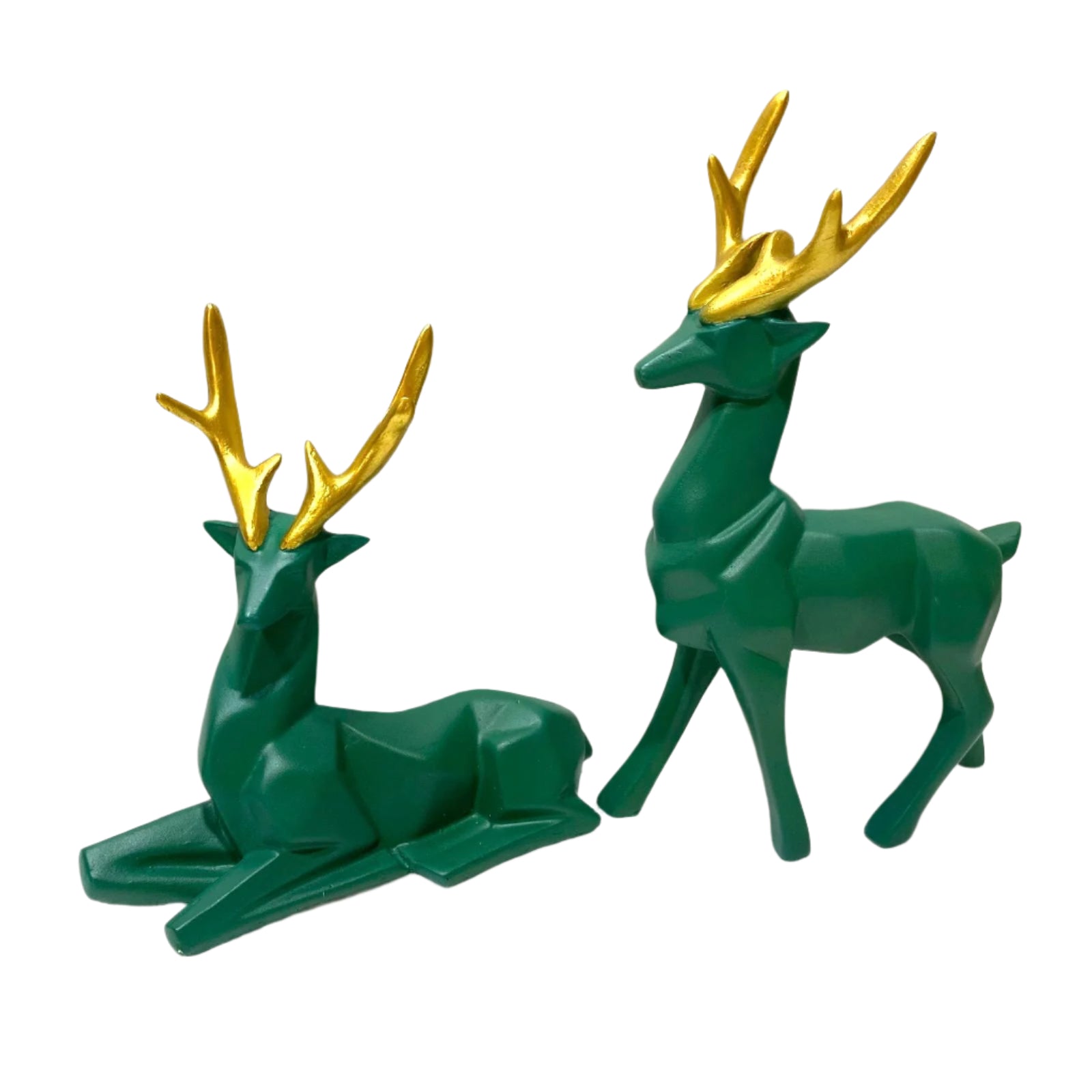 Deer Set Of 2 Showpiece Stand Décor Outstanding Art In Black Green Tamrapatra