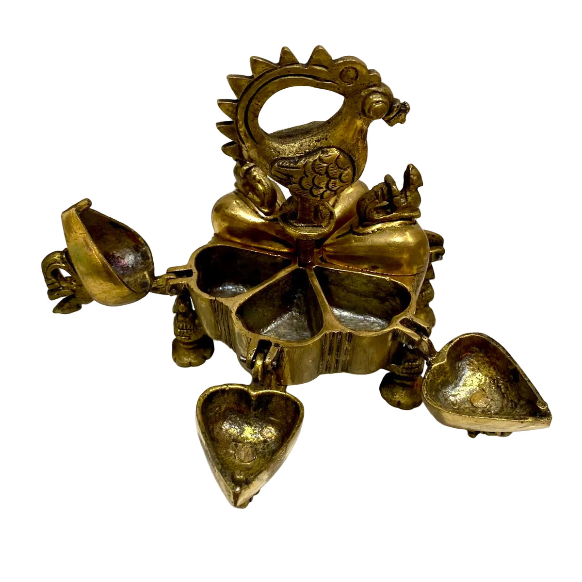 Peacock Brass Openable Utility Vermilion Sindoor Royal Box By Tamrapatra