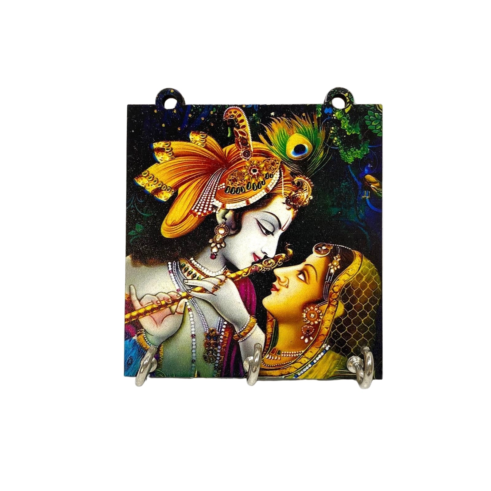 Decorative panel with a colorful depiction of two figures on a white background