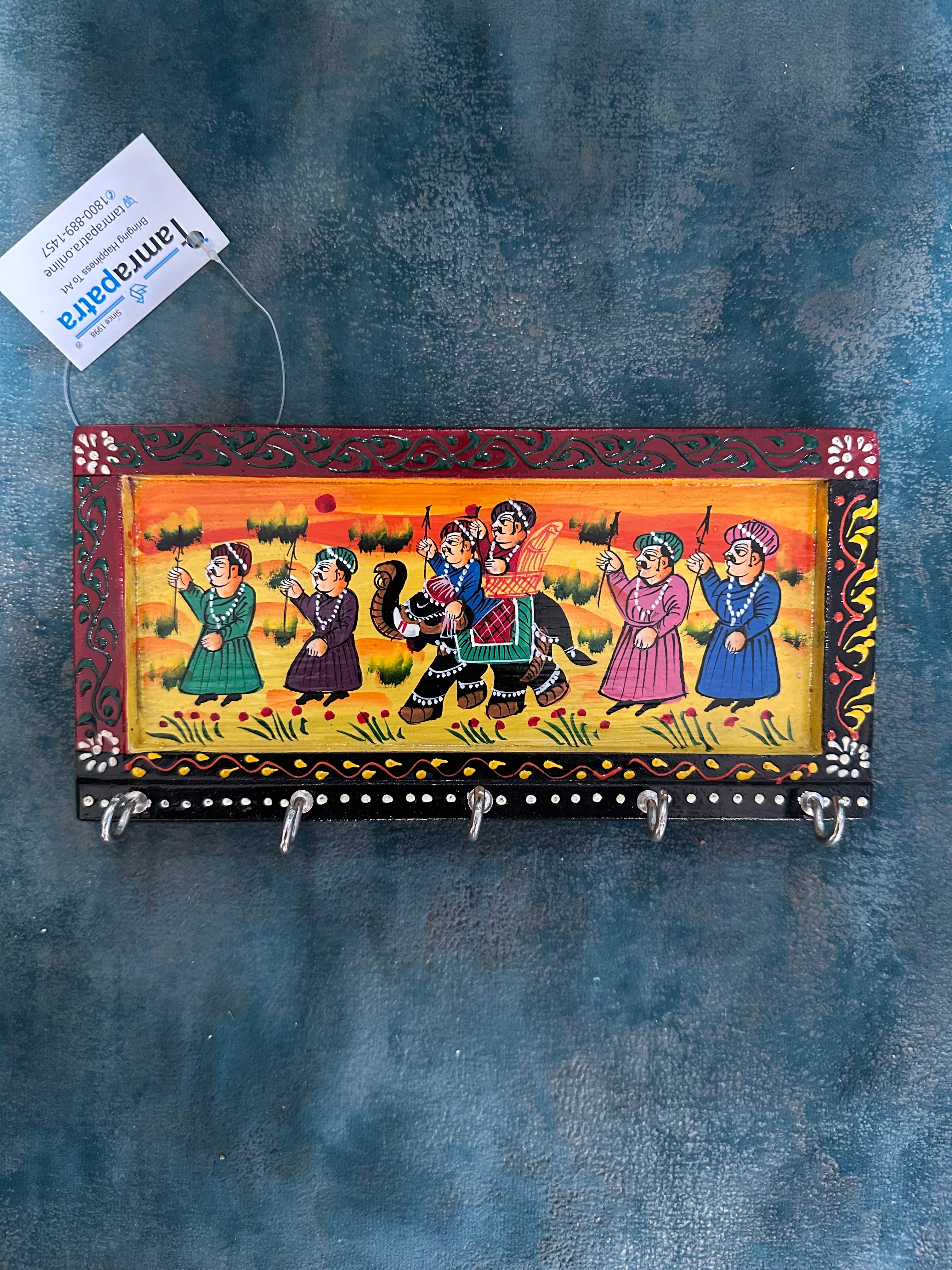 Royal HandPainted On Wooden Style Key Hanger Traditional Tamrapatra