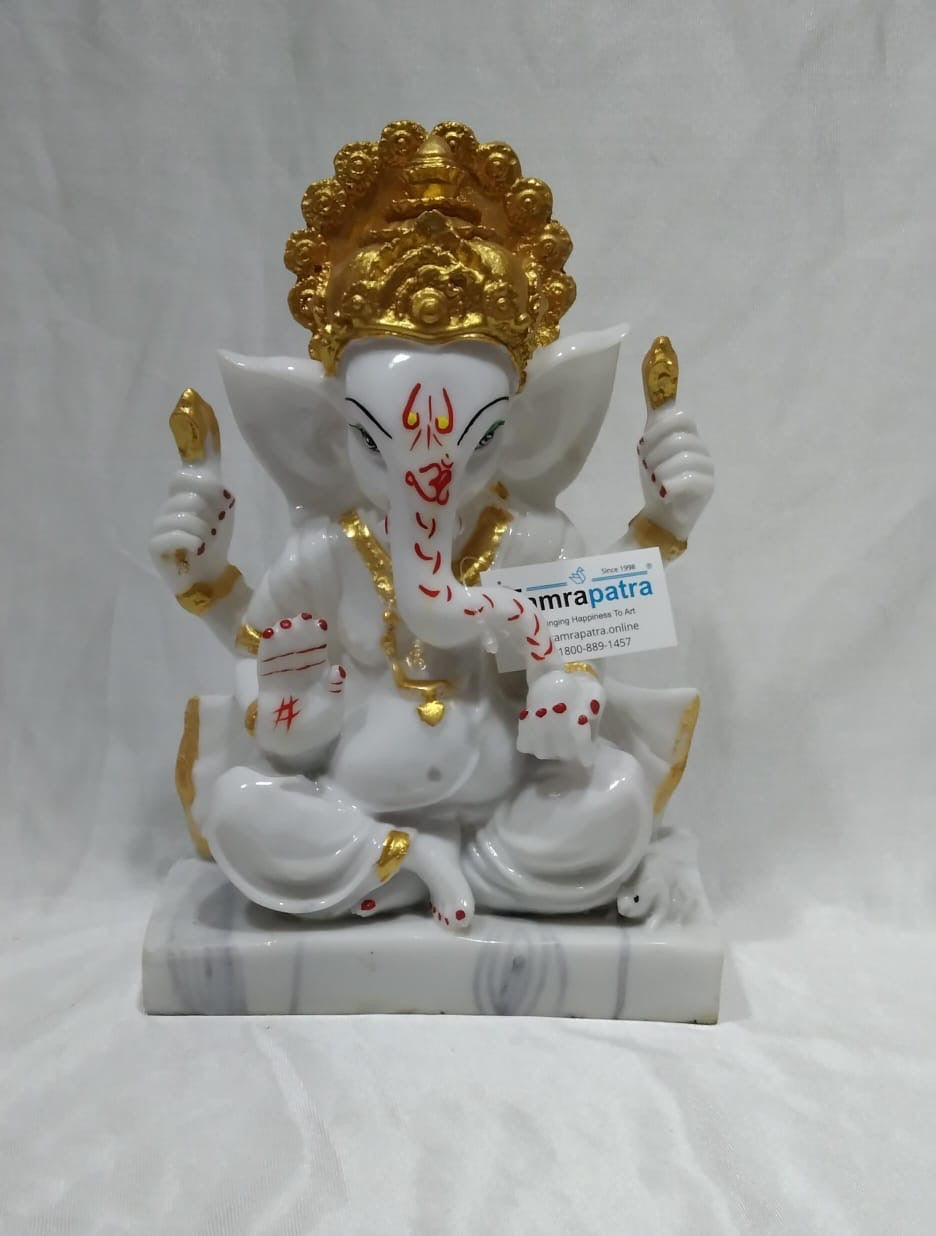 Auspicious Ganesha Religious Figure Gold Finish The Resin Art By Tamrapatra