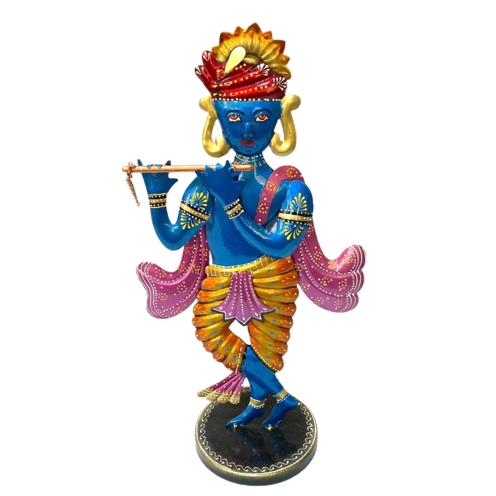 Krishna Metal Statue Decoration Handmade Religious Collectible From Tamrapatra