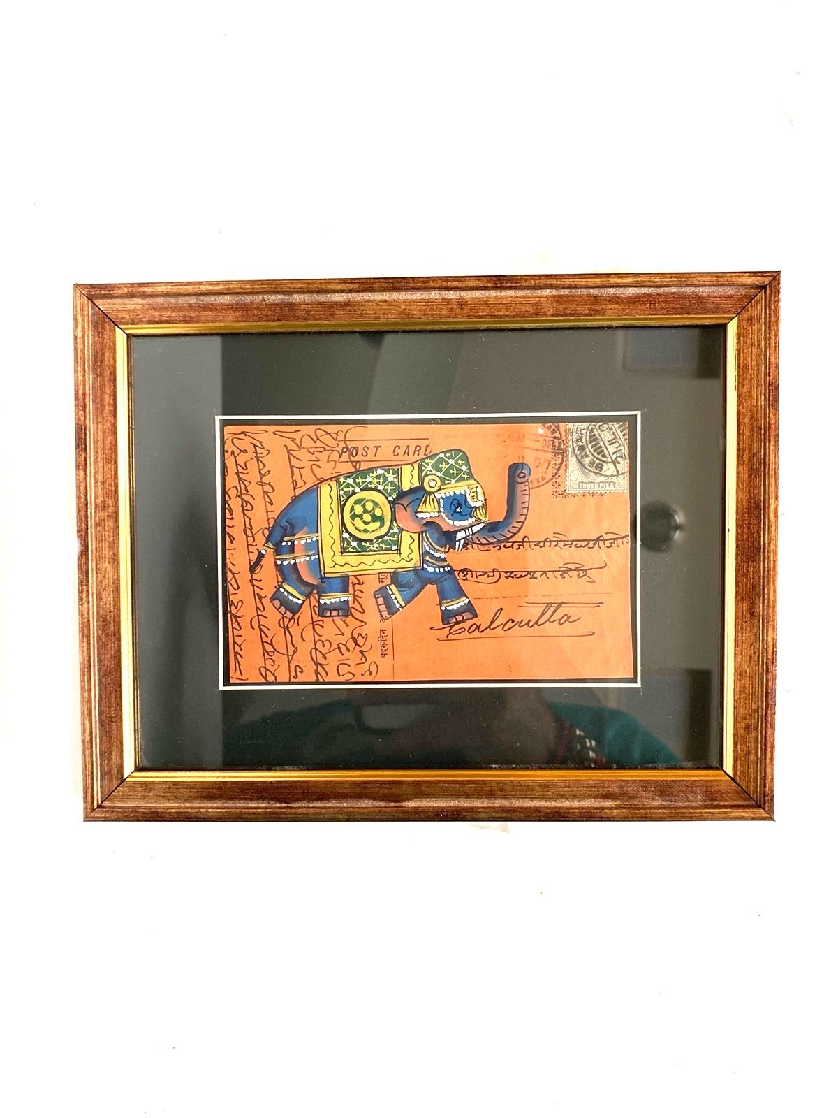 Elephant Hand Painted On Post Card Wall Hangings Exclusively From Tamrapatra