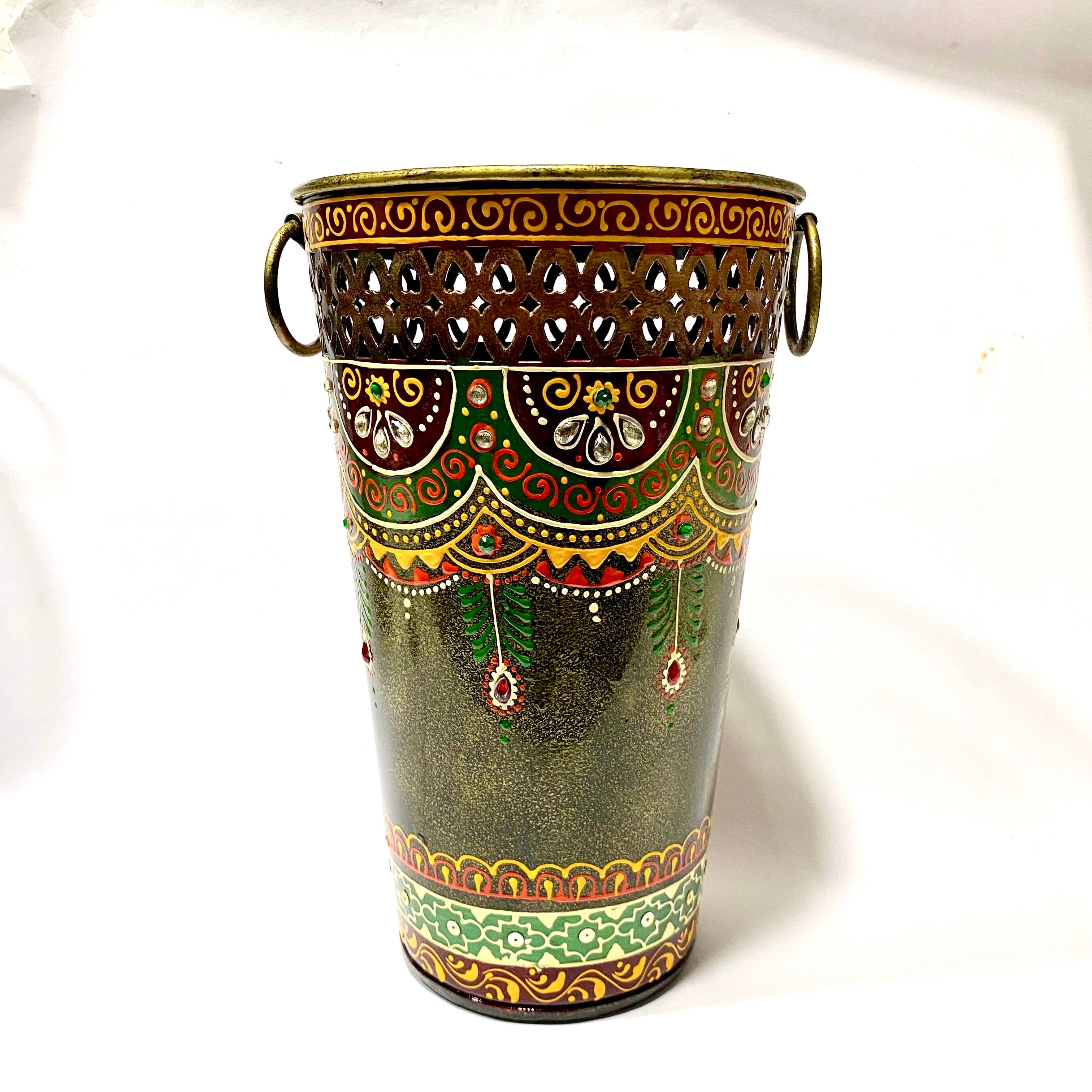 Planter Hand Painted Metal Premium Quality Great Choice For Interiors Tamrapatra - Tamrapatra