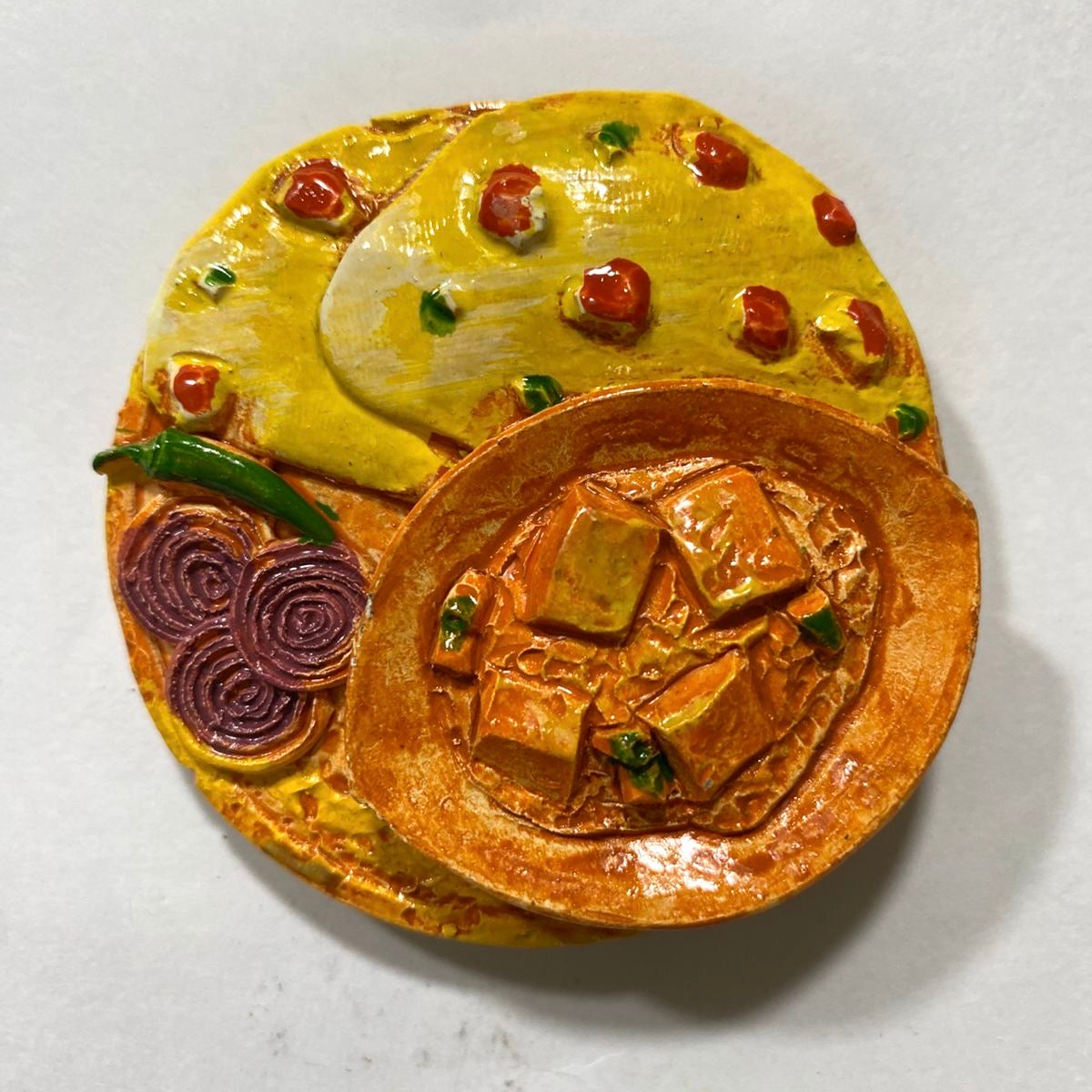 Fine Indian Food Items On Magnets Souvenir Realistic Collectible From Tamrapatra - Tamrapatra
