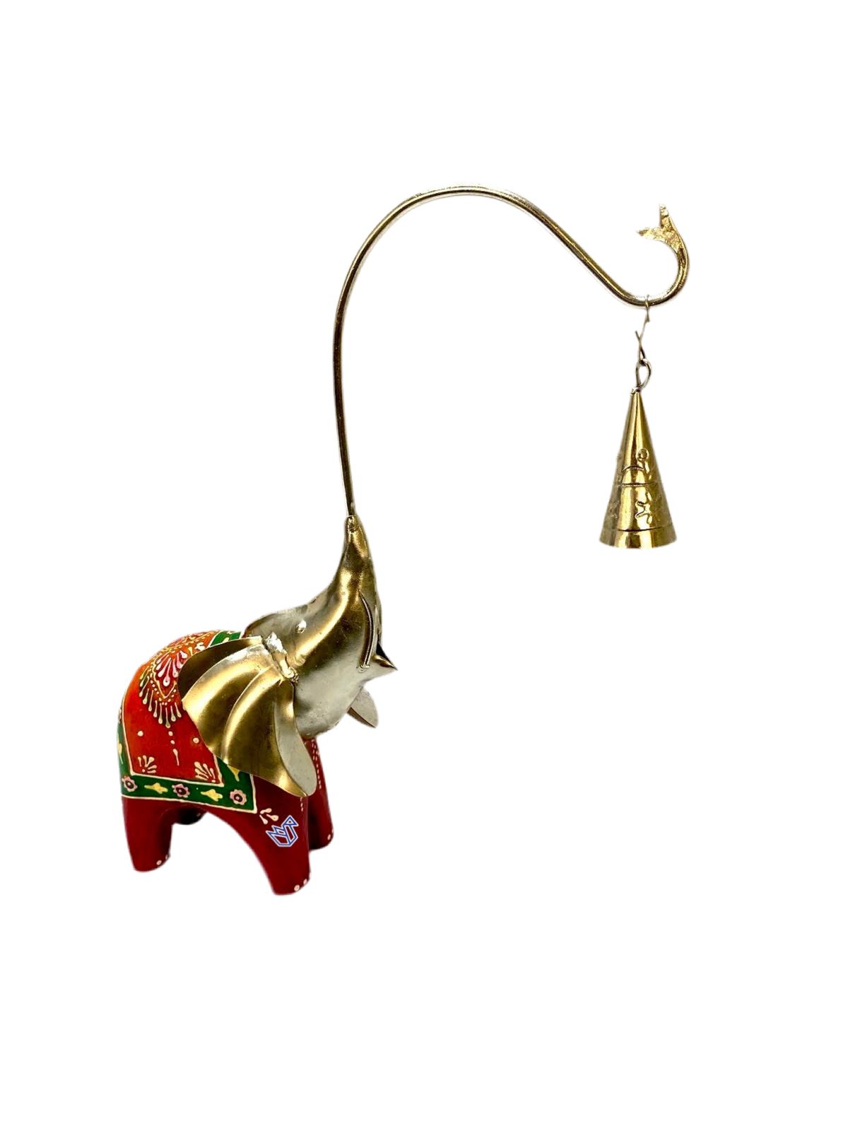 Elephant Ringing Metal Bell Wooden Hand Painted Body In Set of 2 From Tamrapatra