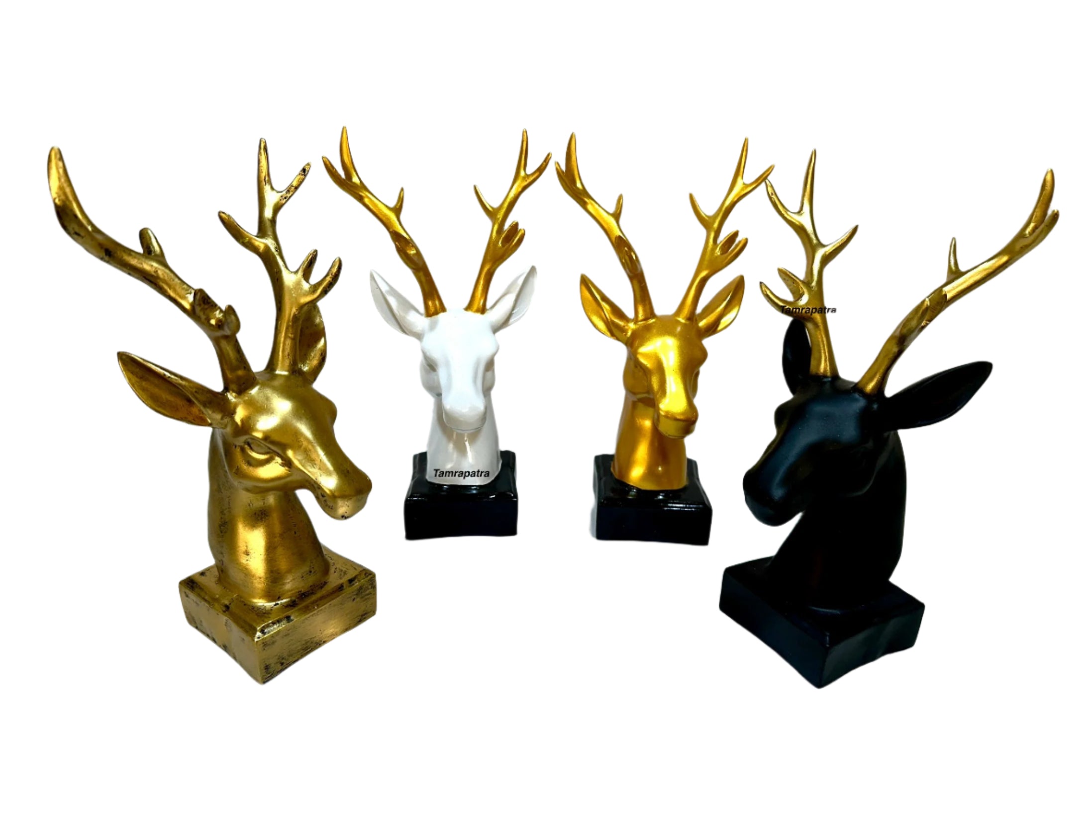 Premium White Deer With Golden Antlers Face Home Decor Artefacts By Tamrapatra