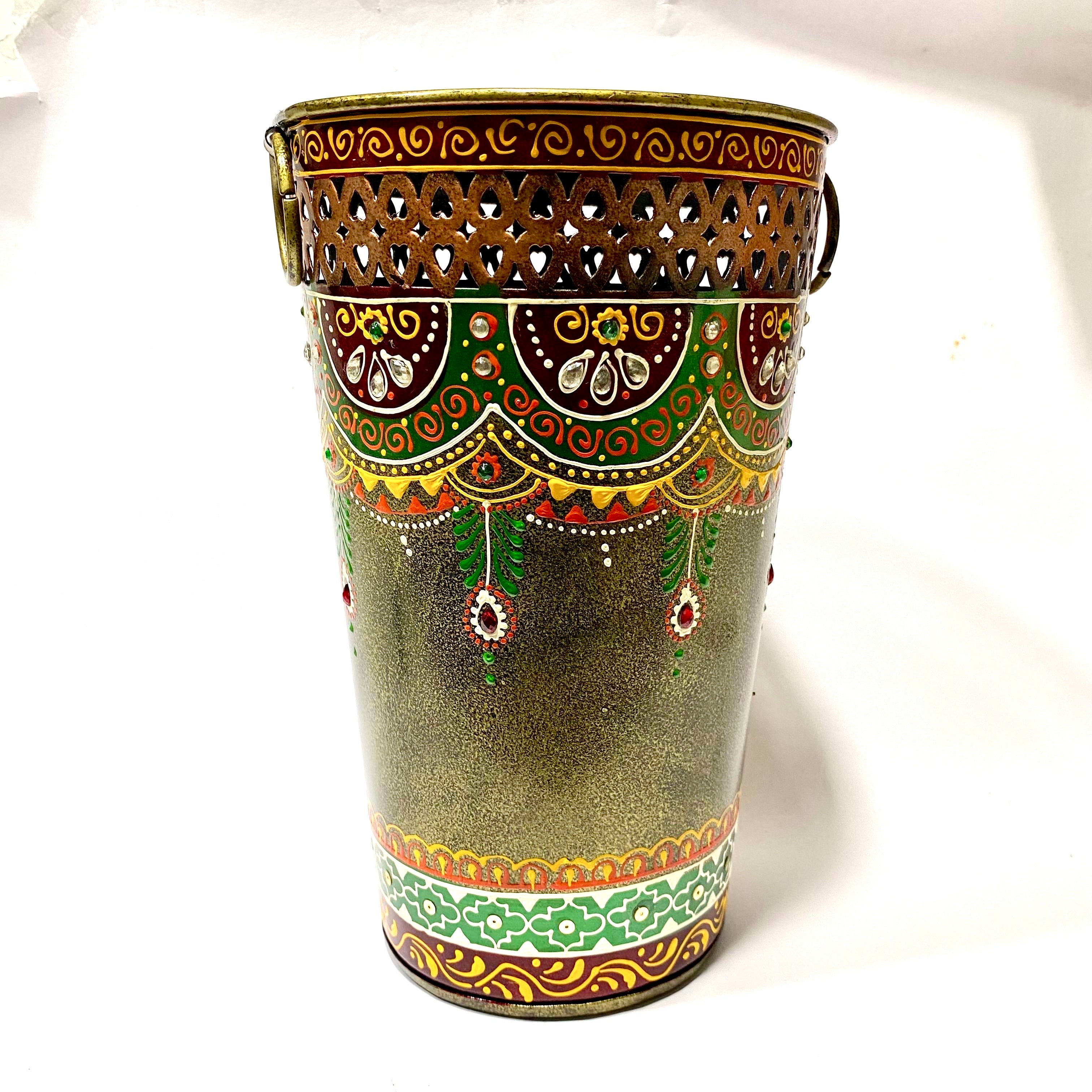 Planter Hand Painted Metal Premium Quality Great Choice For Interiors Tamrapatra - Tamrapatra