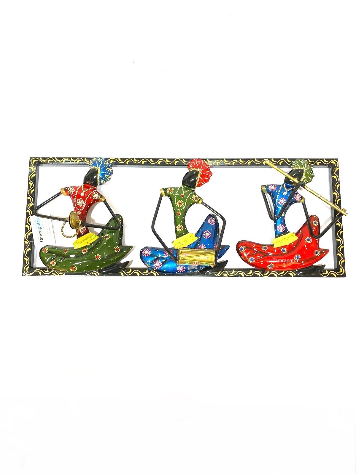 3 Sitting Nagpuri Style musician In Metal Frame Crafted In India By Tamrapatra