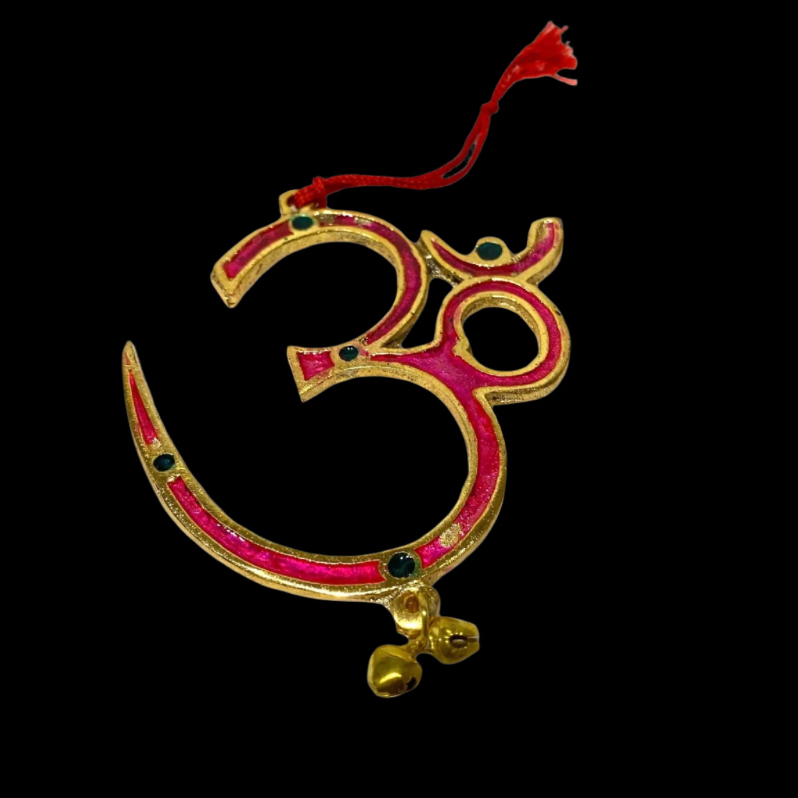 Decorative item with gold and pink design on a white background