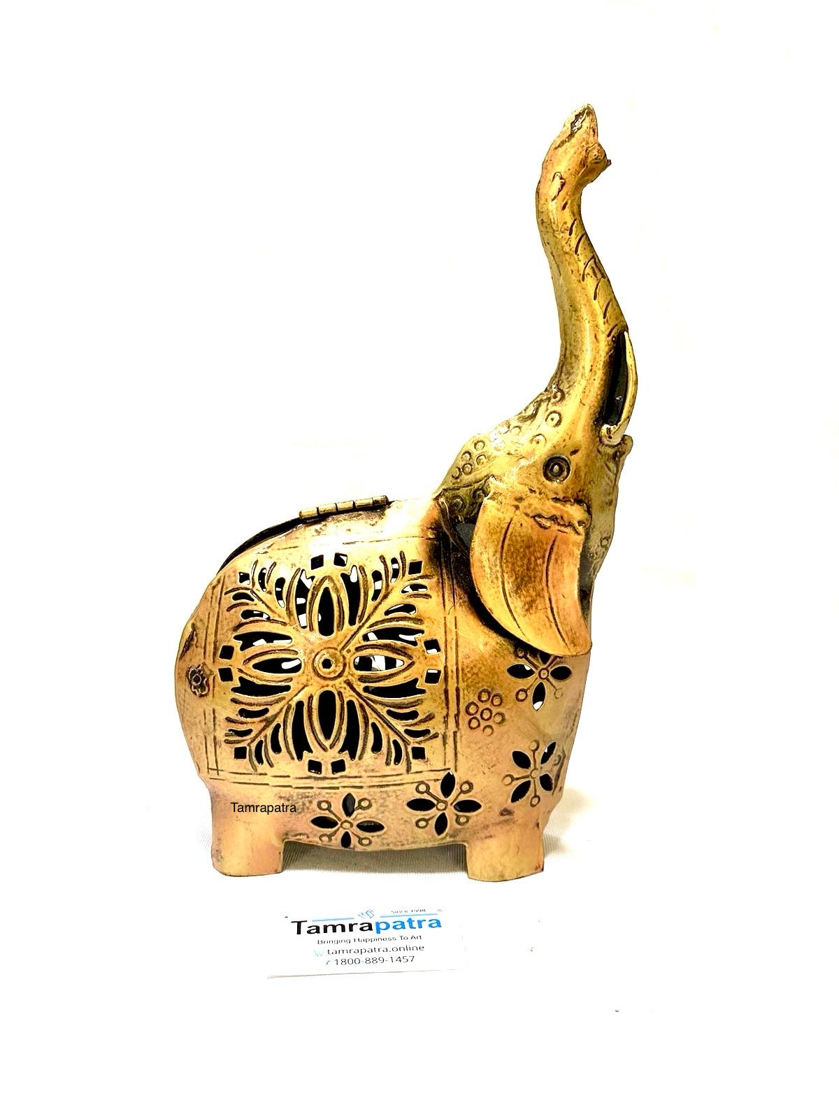 Elephant Candle Holder Up Trunk Metal Auspicious Gifting Options Tamrapatra