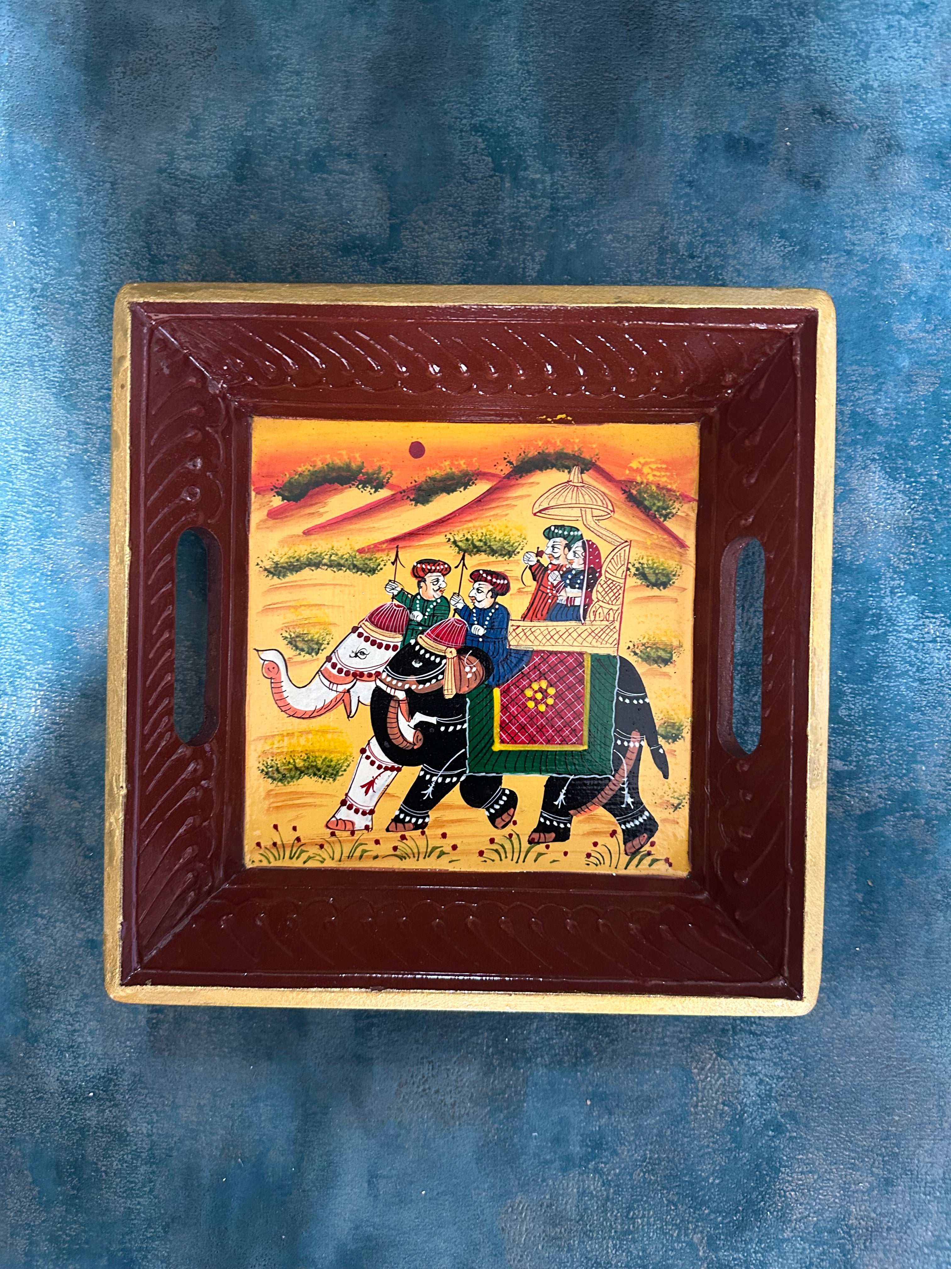 Traditional Hand Painted Trays Royal Art & Crafts Indian Heritage Gifts Tamrapatra