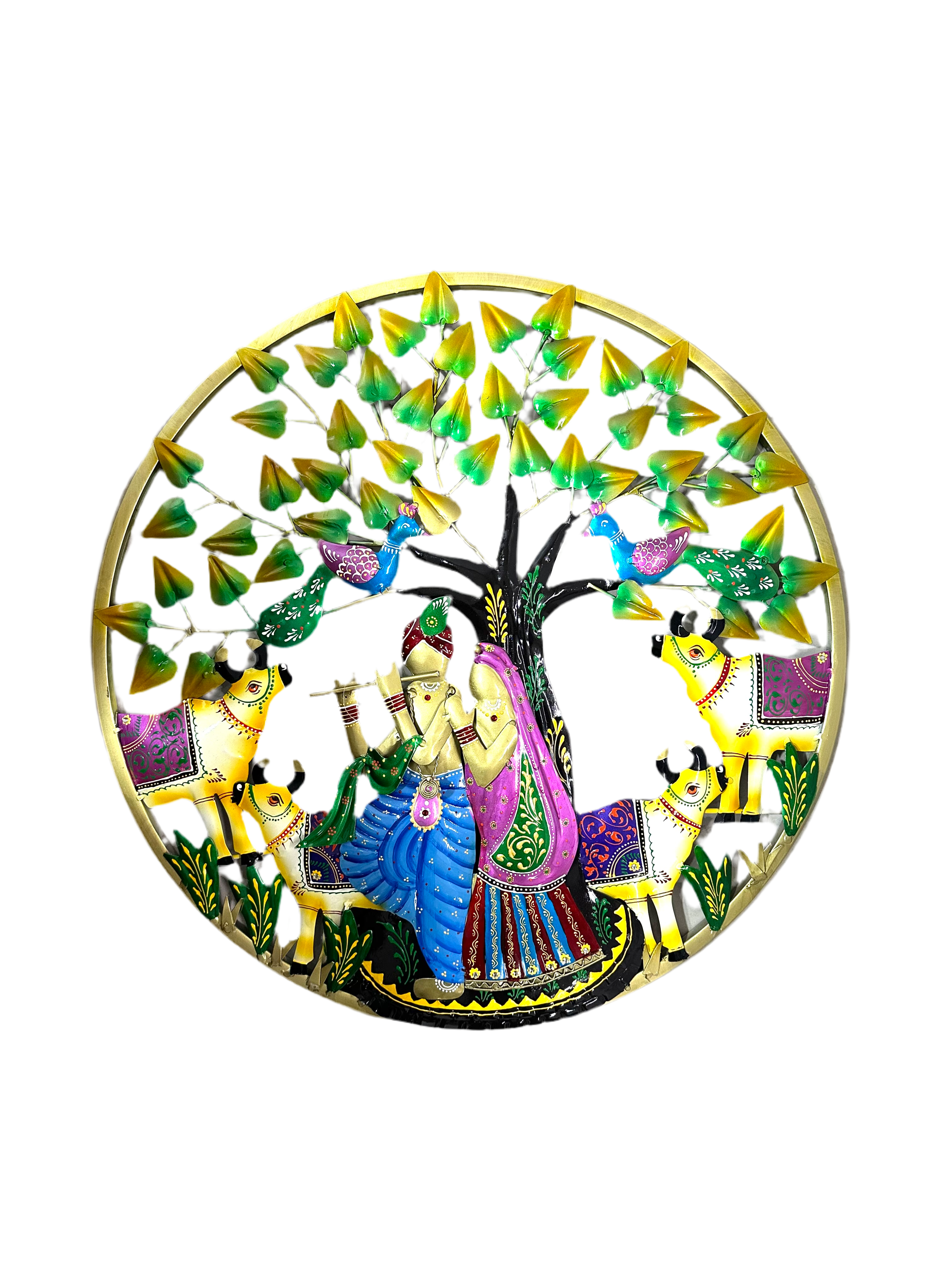 Big Radha Krishna Round In Classy Colorful Finish Metal Crafts By Tamrapatra