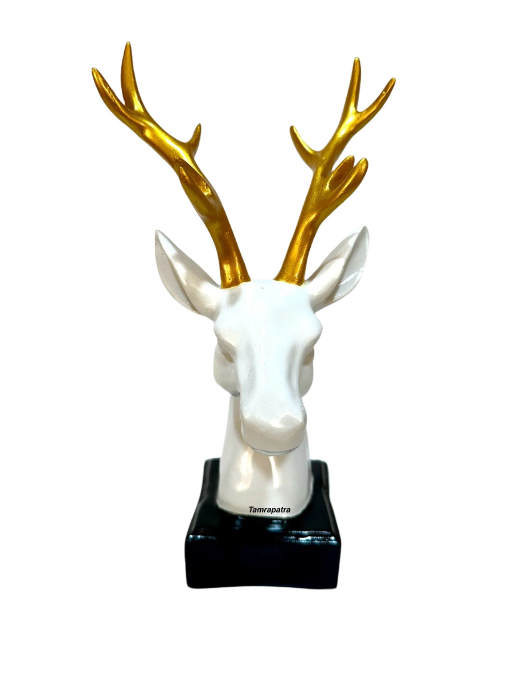 Premium White Deer With Golden Antlers Face Home Decor Artefacts By Tamrapatra