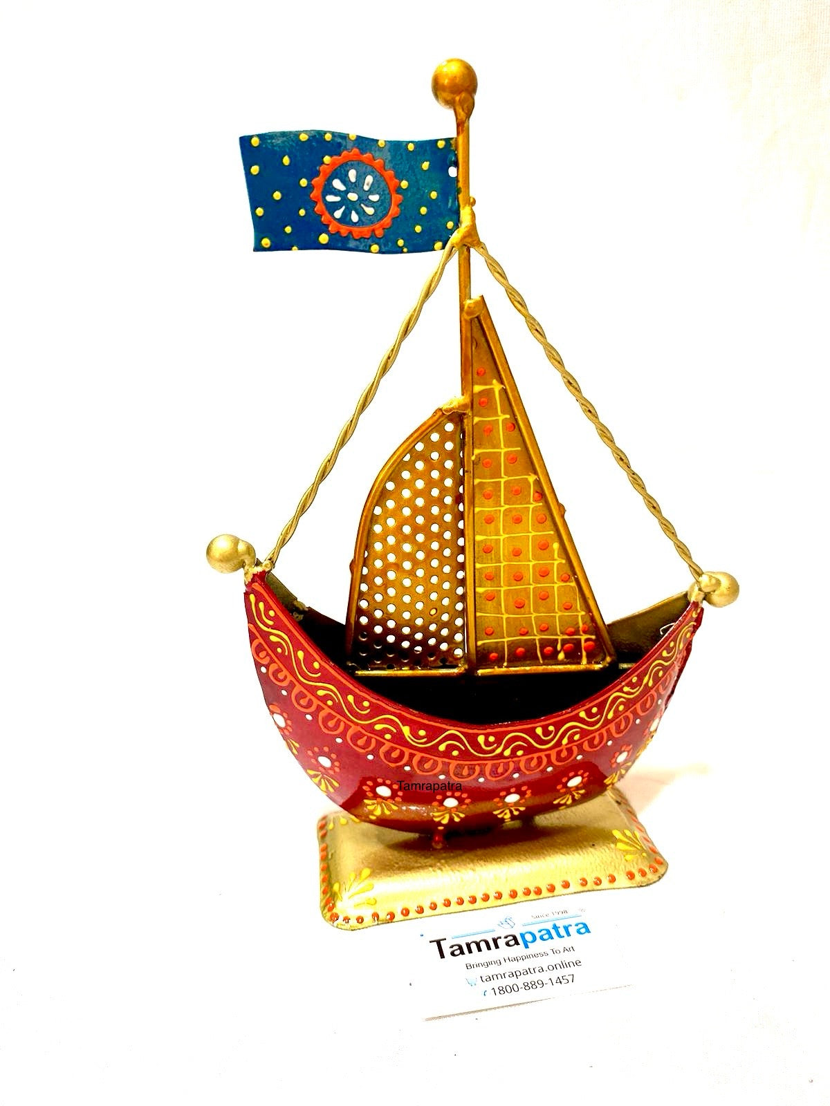 Boat Multicolor Hand Painted Traditionally Utility Pen Stand By Tamrapatra