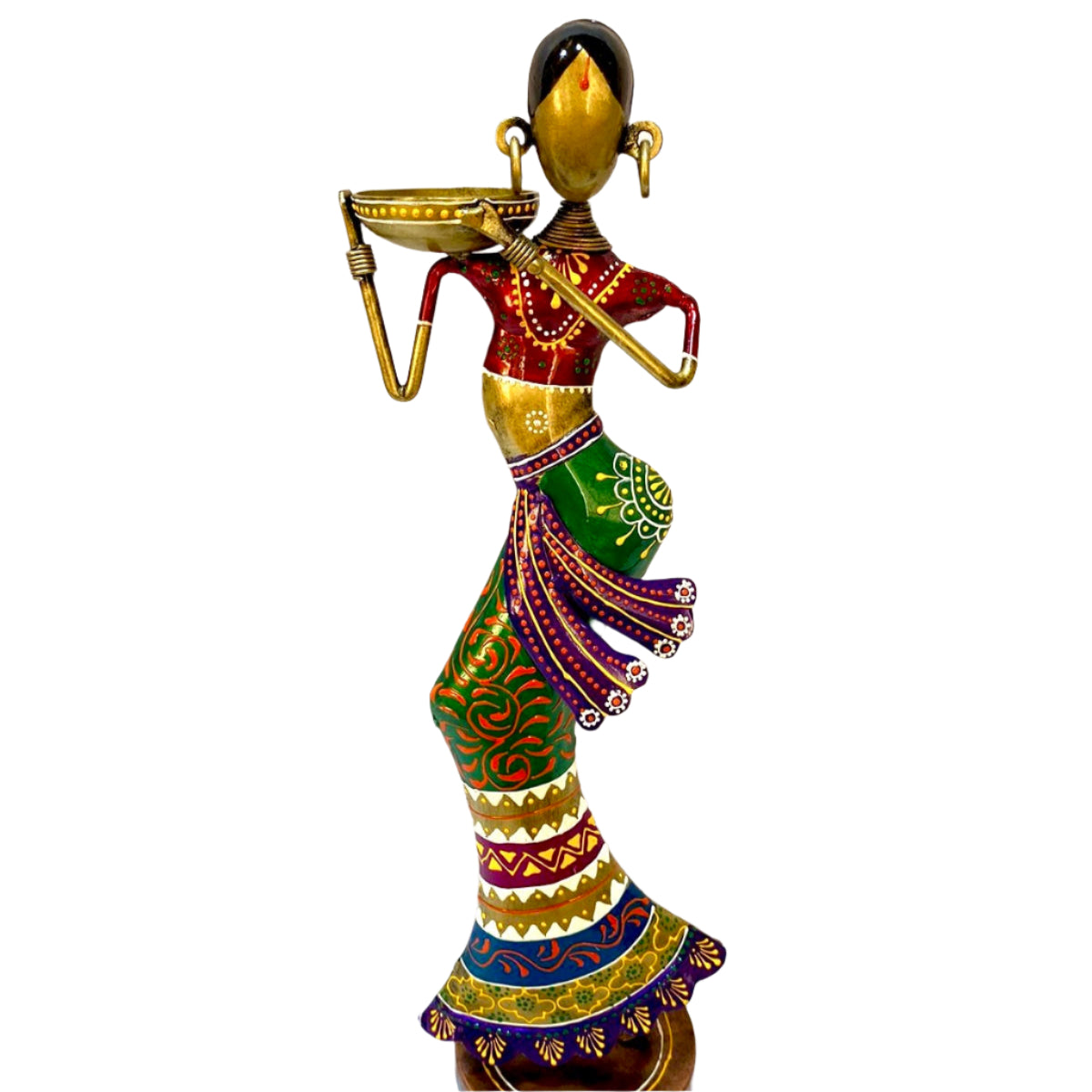 Majestic Lady Performer In Traditional Indian Attire Metal Décor By Tamrapatra