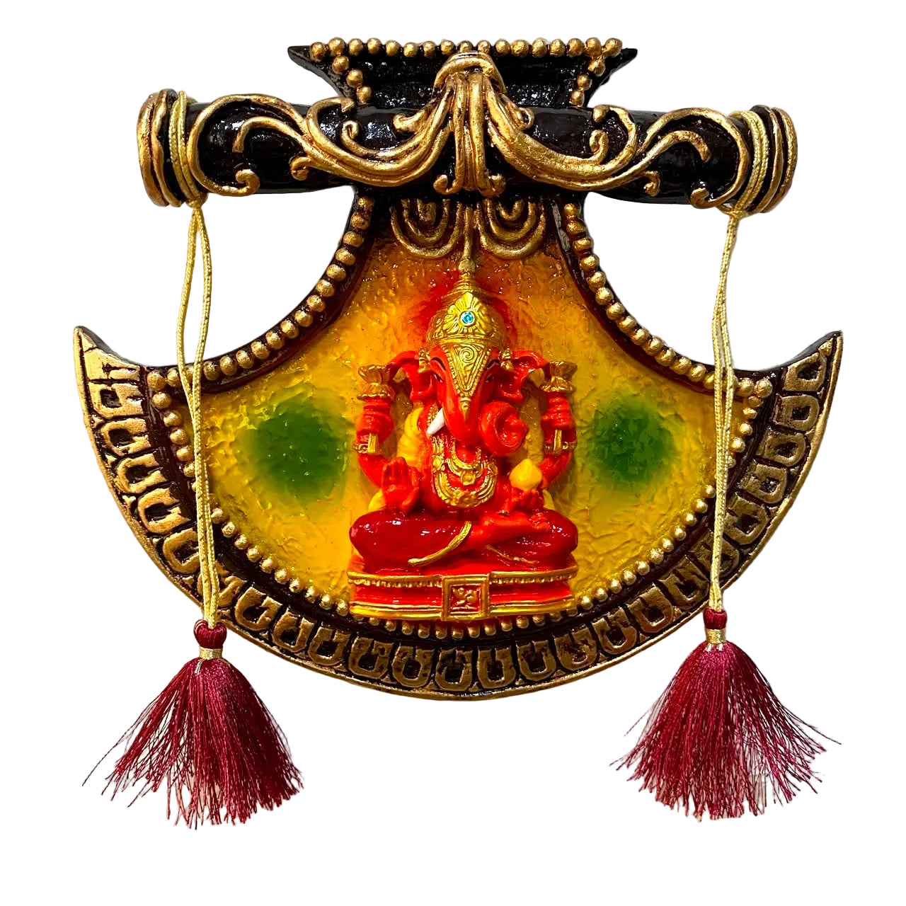 Ganesh Fan Design With Threads Hanging On Side Beautiful Design By Tamrapatra