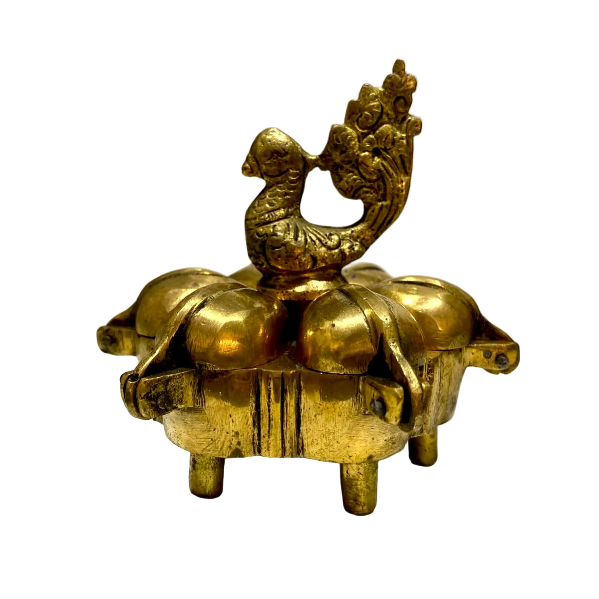 Peacock Brass Openable Utility Vermilion Sindoor Royal Box By Tamrapatra