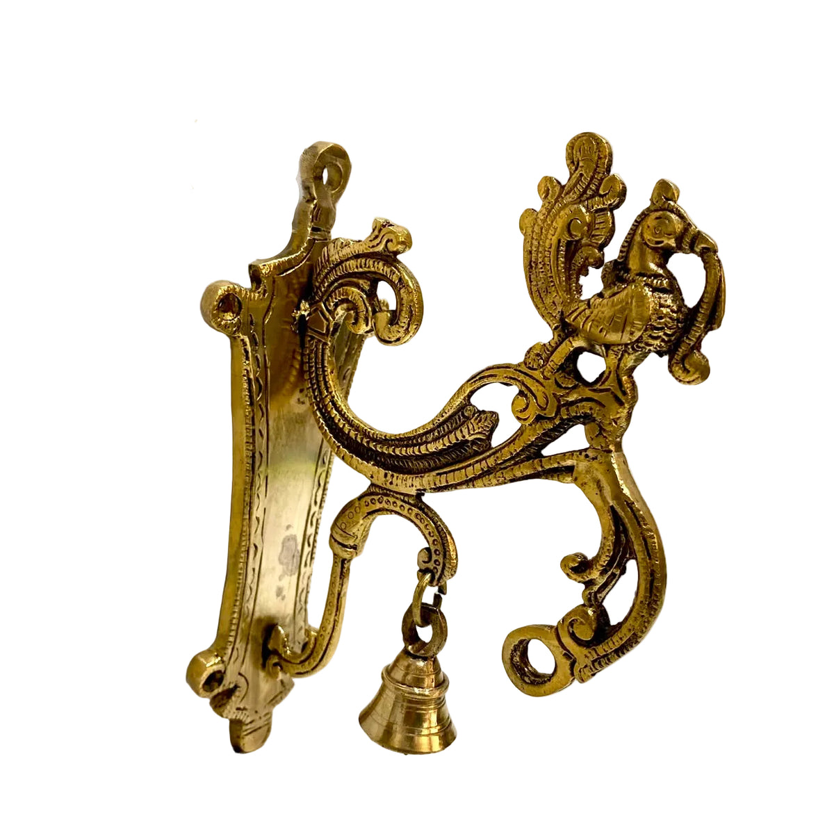 Handmade Wall Peacock Brass Hanger Door & Temple To Hang Bells By Tamrapatra - Tamrapatra