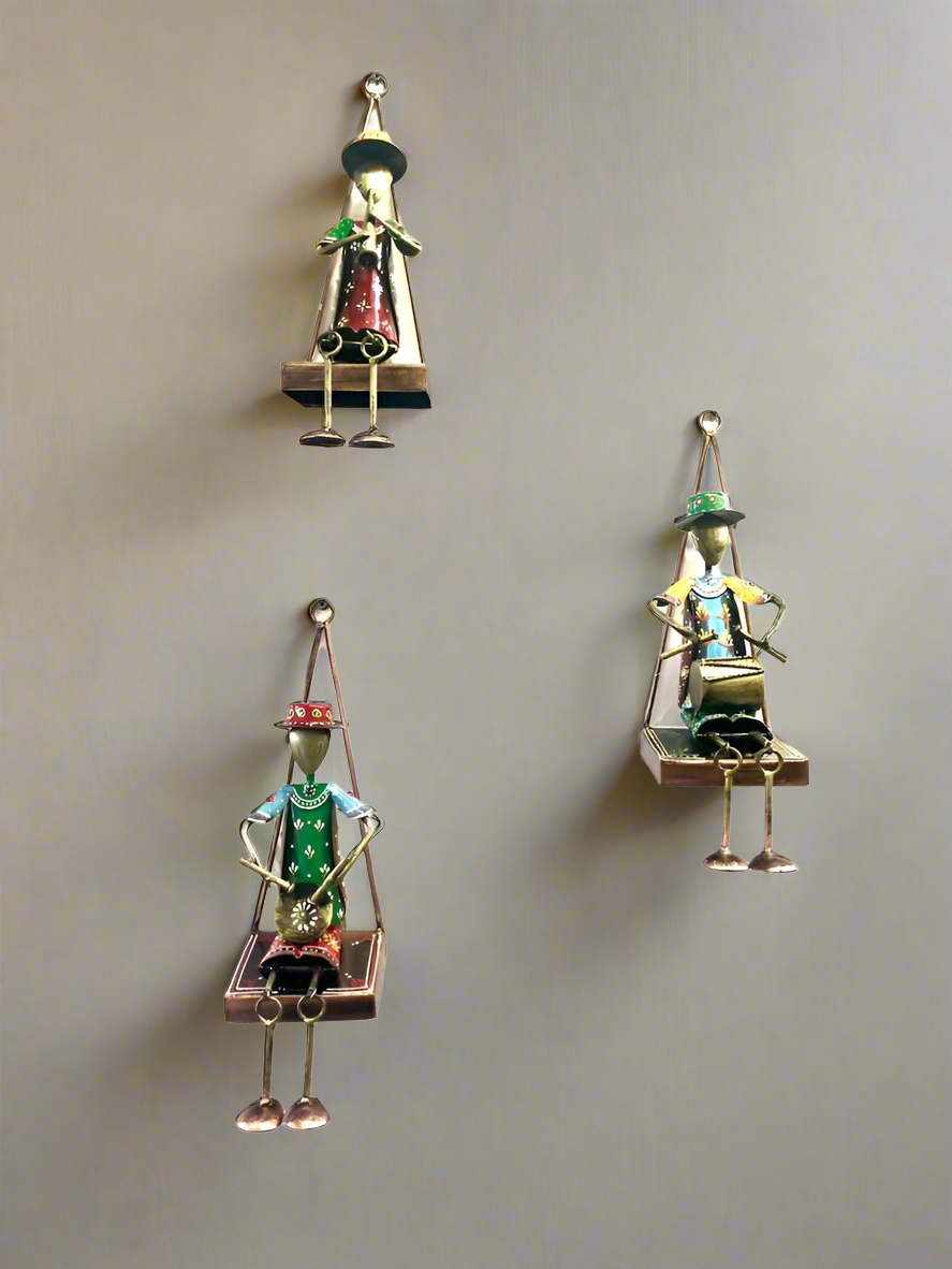 Hanging Figures Playing Musical Instruments Metal Wall Décor By Tamrapatra