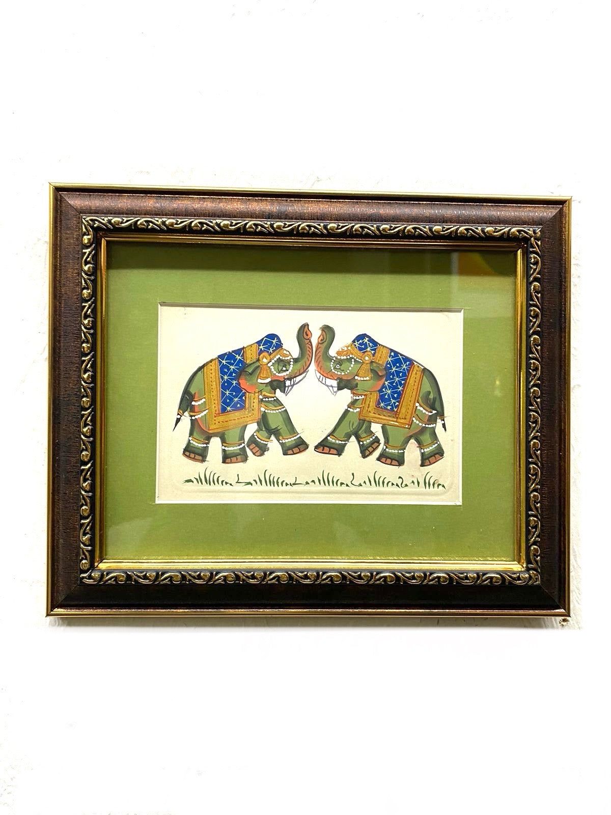 Two Elephants Frame Mighty Indian Art Hand Painted New Collection By Tamrapatra