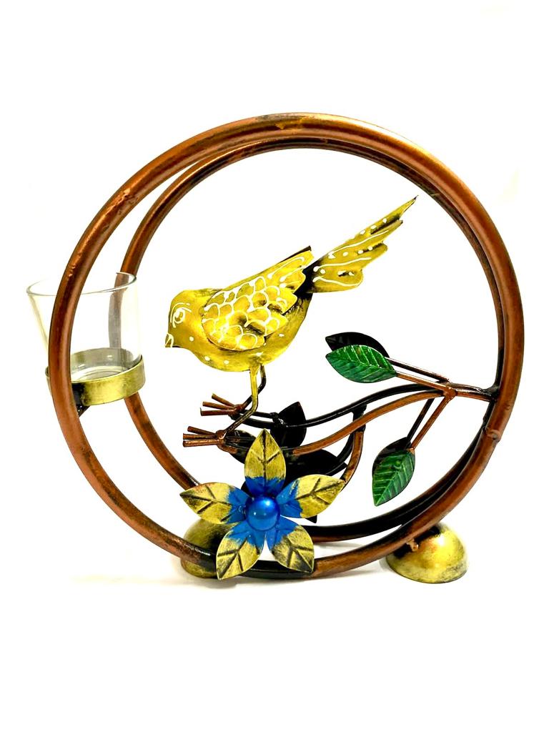 Bird Flower Candle Holder Multicolor Tea Light Holder Nature Inspired From Tamrapatra - Tamrapatra