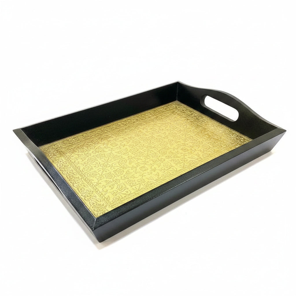 Limited Edition Brass Foil Fitted Premium Wooden Tray Home Décor By Tamrapatra - Tamrapatra