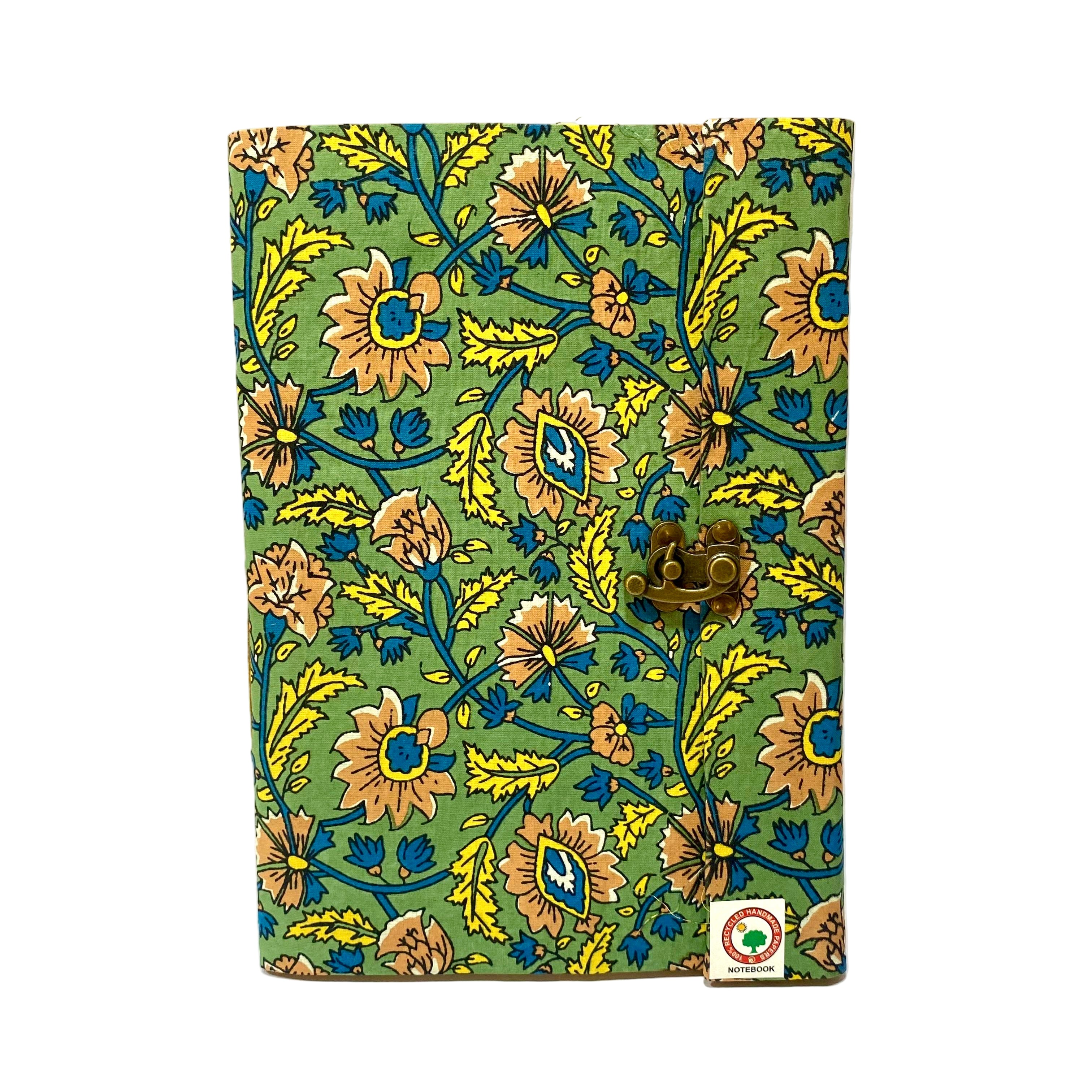 Floral patterned product with a lock on a white background