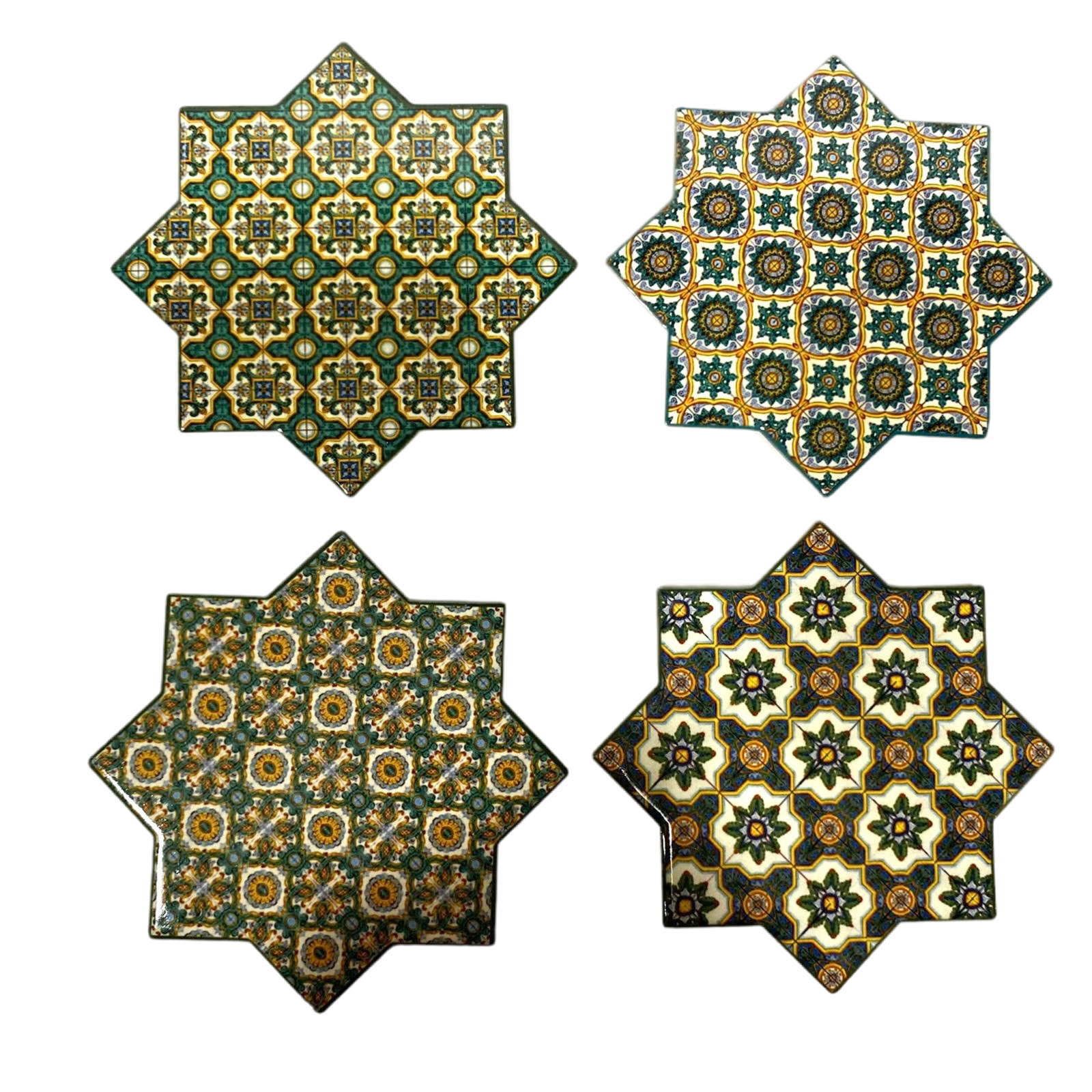 India Floral Design Tea Coaster Made With Ceramic & Cork Back S/4 Tamrapatra