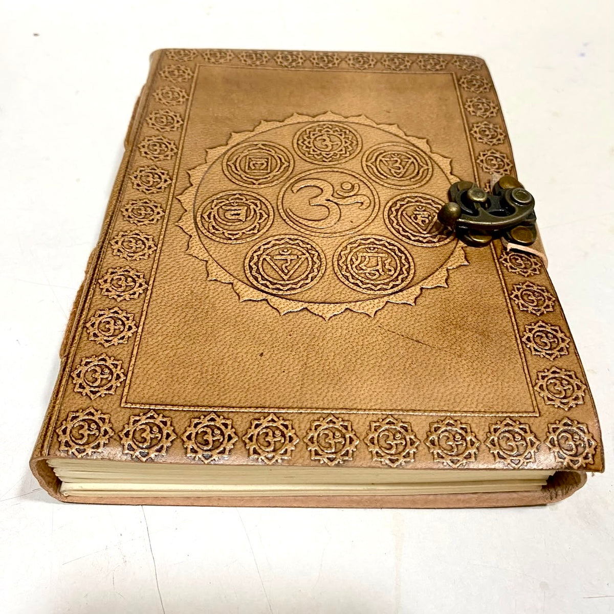 Leather Stitched Diary With Stone Handmade Paper Premium Collection Tamrapatra