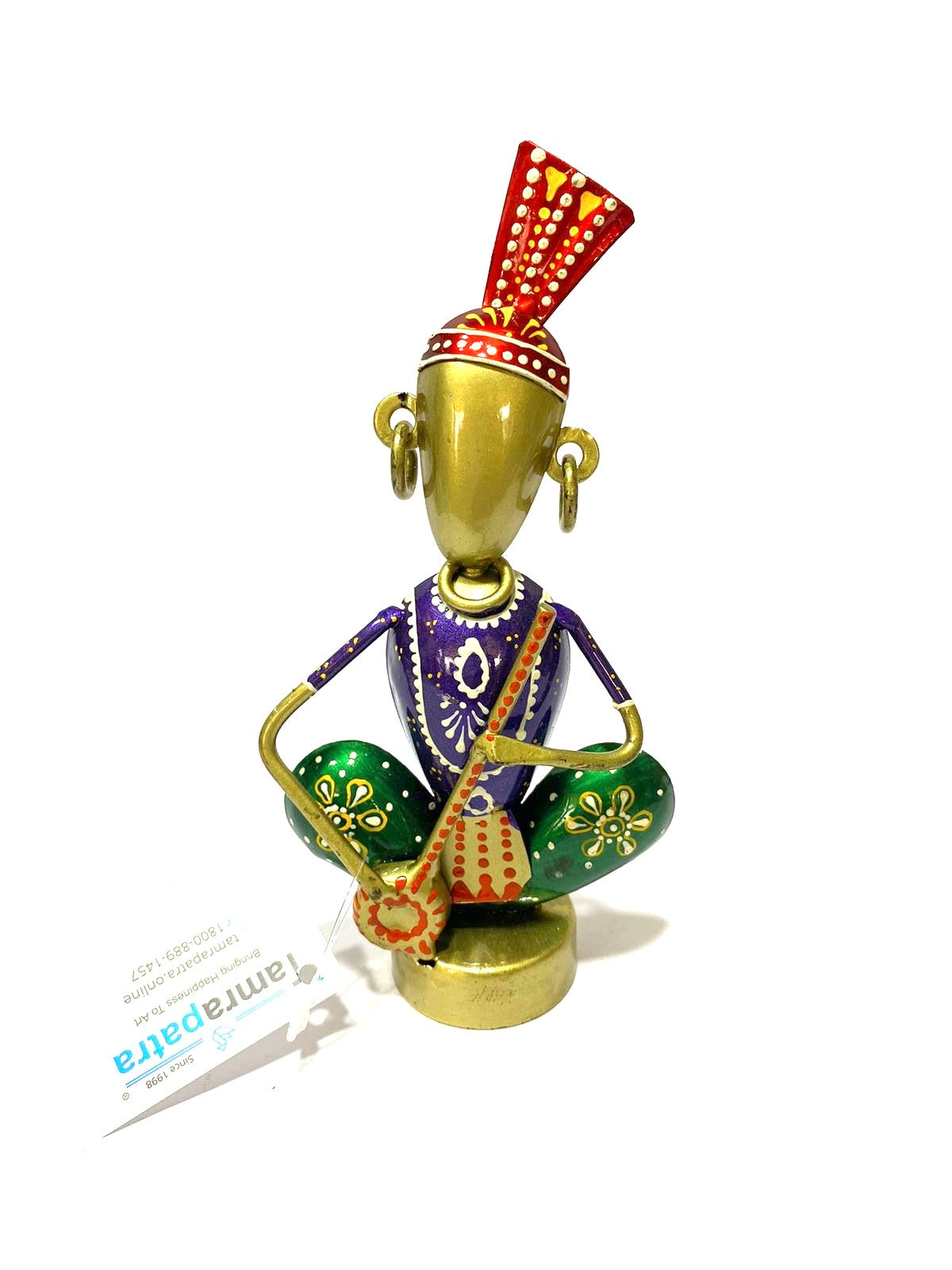 Sitting Colourful Musician Playing Instruments Metal Artifact Collectible Tamrapatra