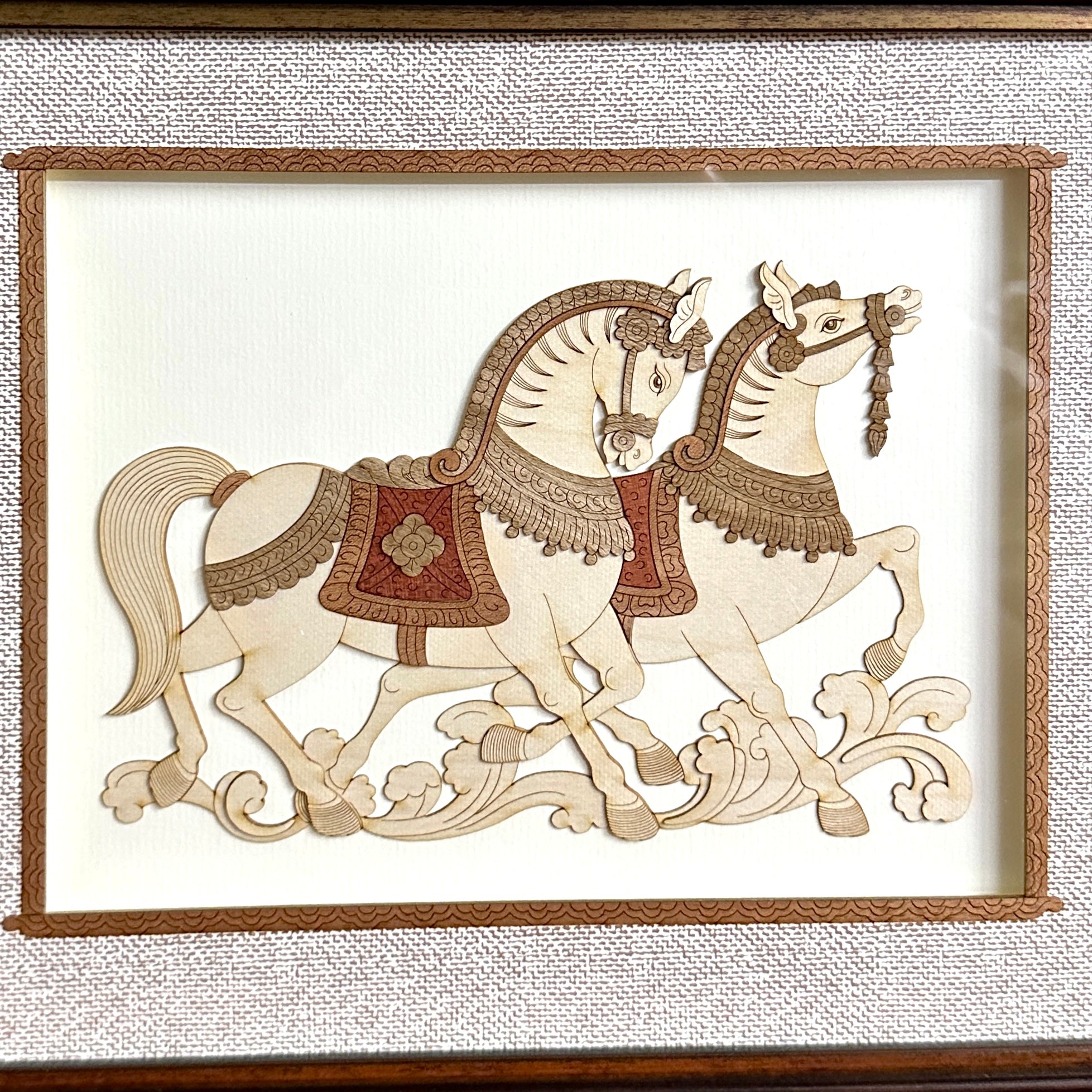 Beautiful Showcase Of Strong Powerful Horses In Wood Art Exclusive Tamrapatra
